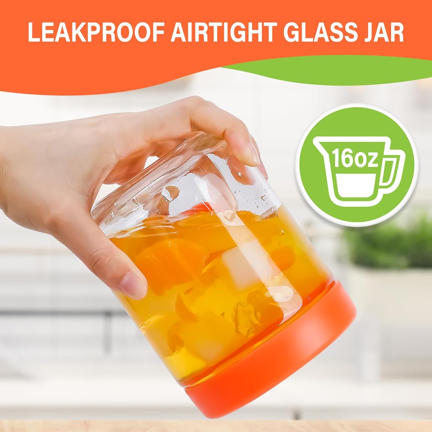 16Oz Glass Jars for Overnight Oats Snacks Salad Yogurt Pudding Cereal Candy Storage Containers Meal Prep Mason Jar with Airtight Lids,6 Pack