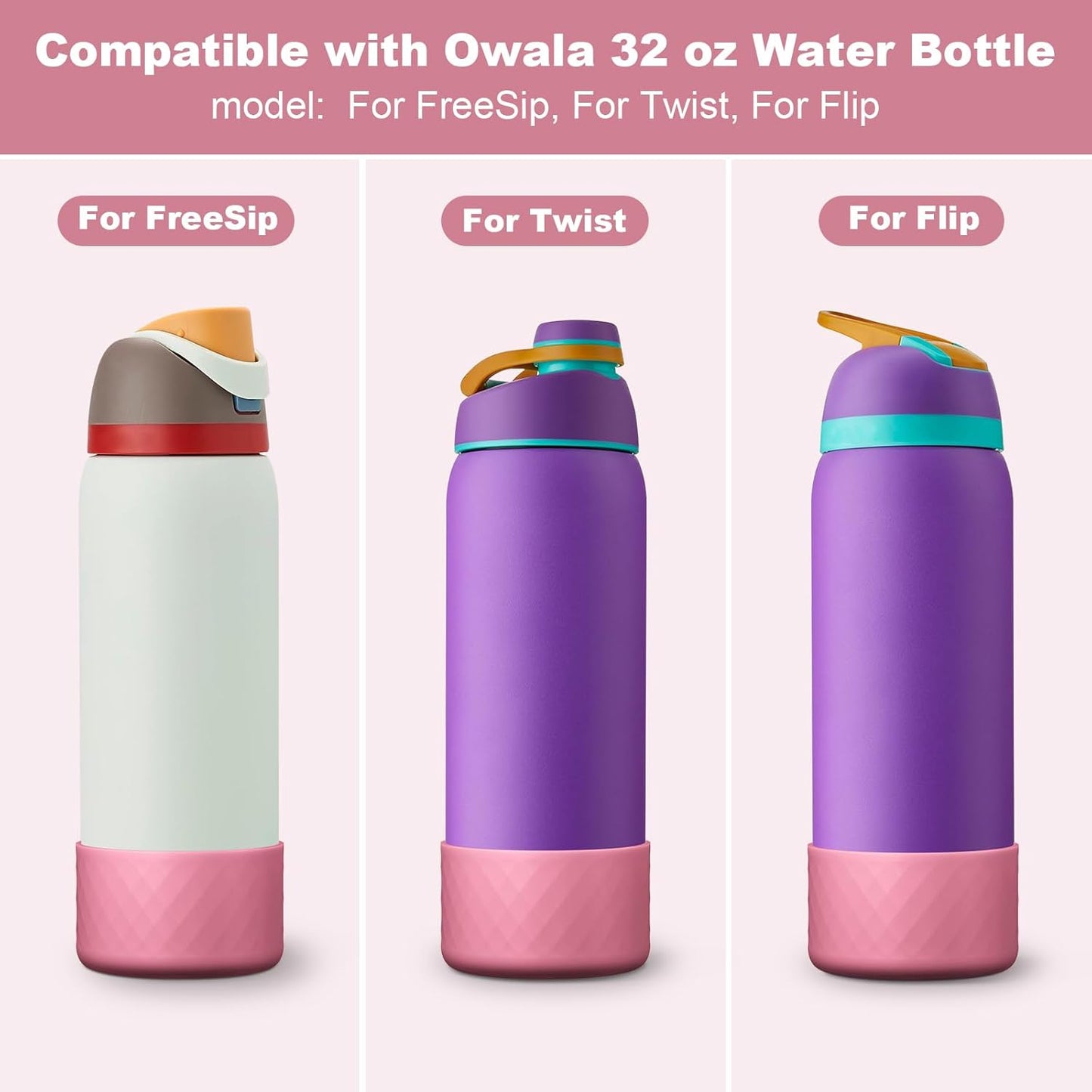 Silicone Boot for Owala Water Bottle 24 Oz 32 Oz 40 Oz, Anti-Slip Protective Sleeve for Freesip/Twist/Flip Stainless Steel Water Bottles Accessories