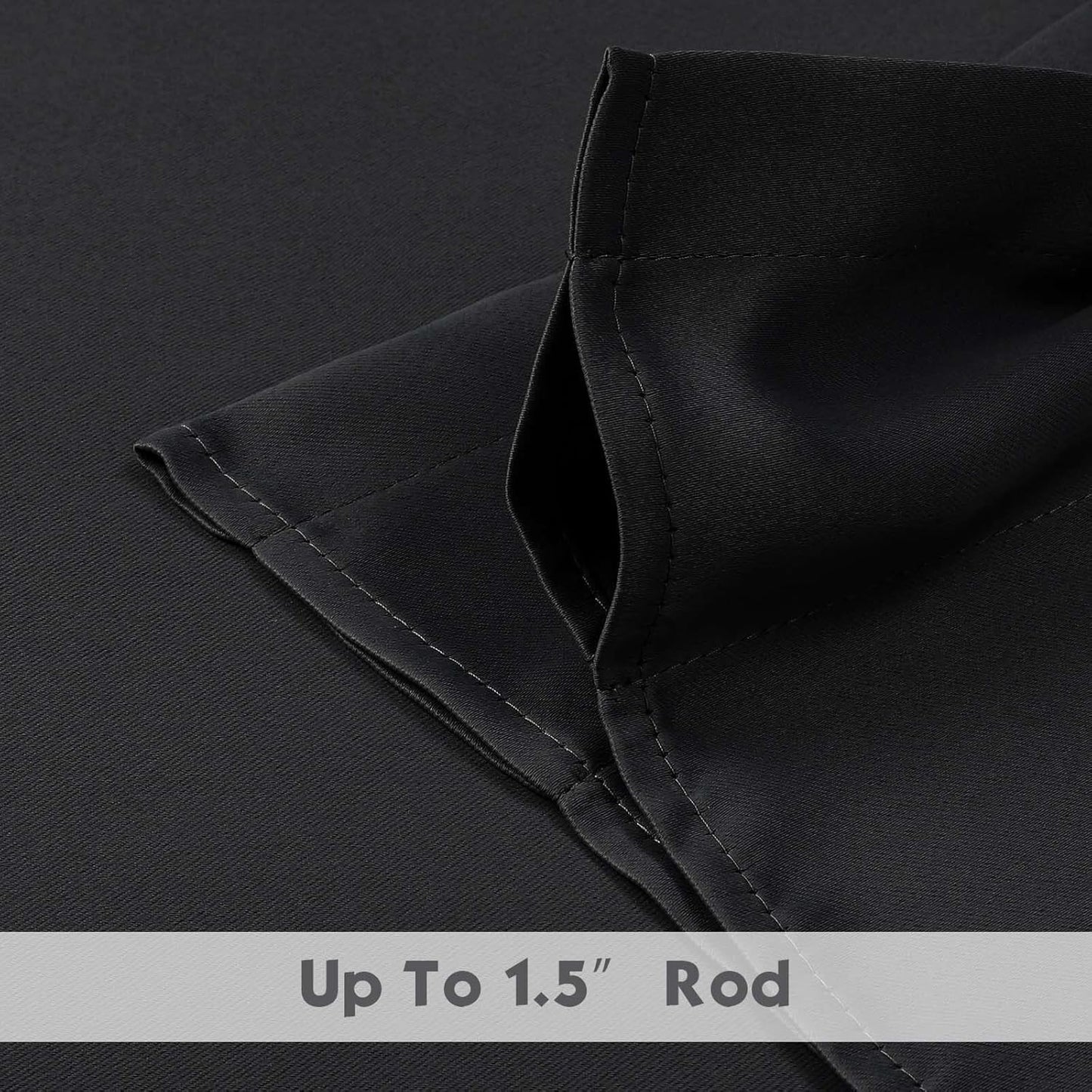 Black Valances for Window, Room Darkening Short Curtains for Kitchen Bedroom Living Room, Rod Pocket Top Small Window Treatment Valance RV Bunk Panels, 40" Wx14 L, 2 Pieces