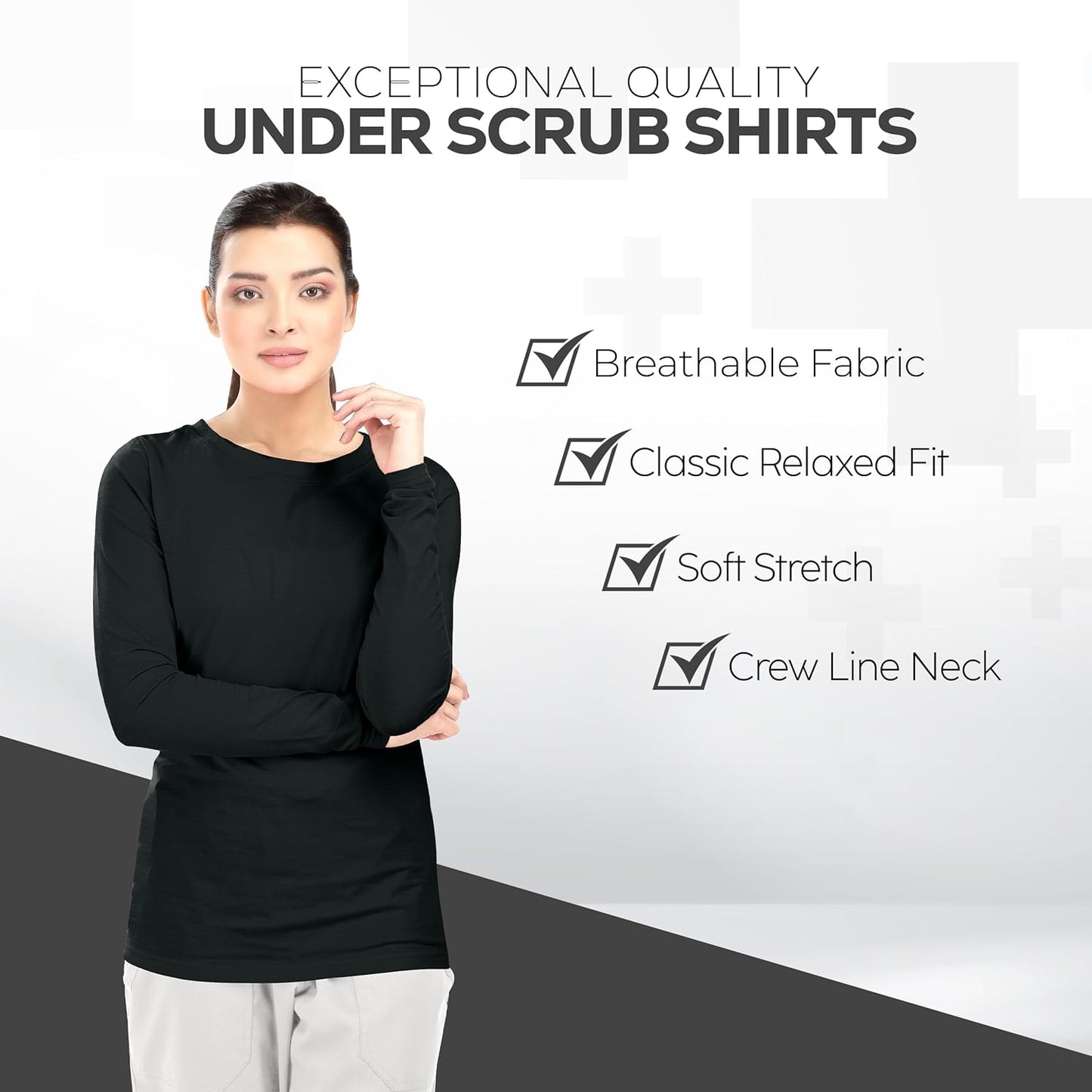 Women'S under Scrub Slim Fit Long Sleeve T-Shirt Underscrub Comfort Tee