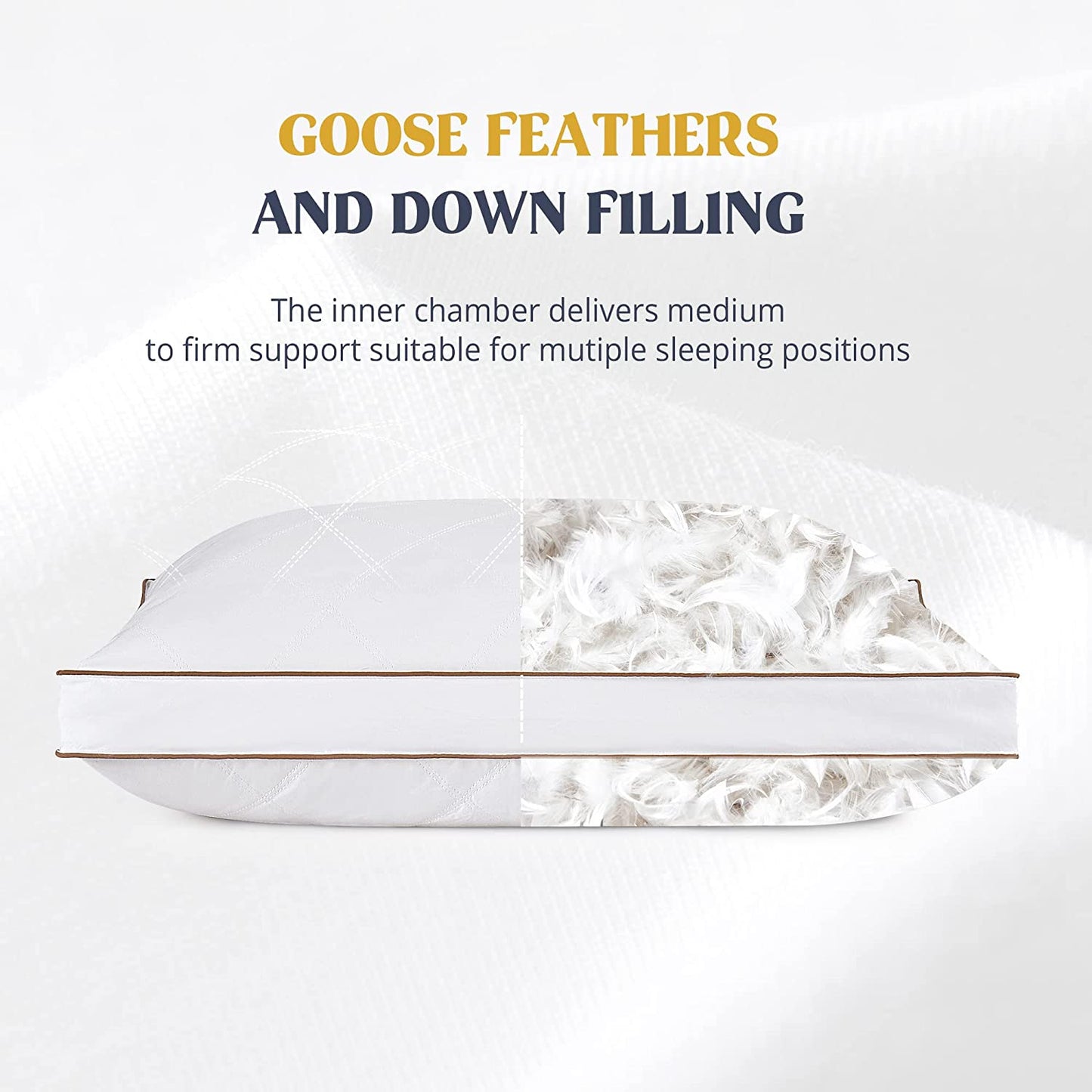 ® Goose Feathers and down Pillow for Sleeping Gusseted Bed Hotel Collection Pillows, King, Set of 2