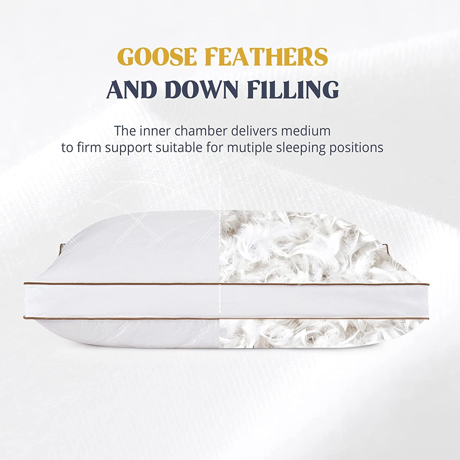 ® Goose Feathers and down Pillow for Sleeping Gusseted Bed Hotel Collection Pillows, King, Set of 2