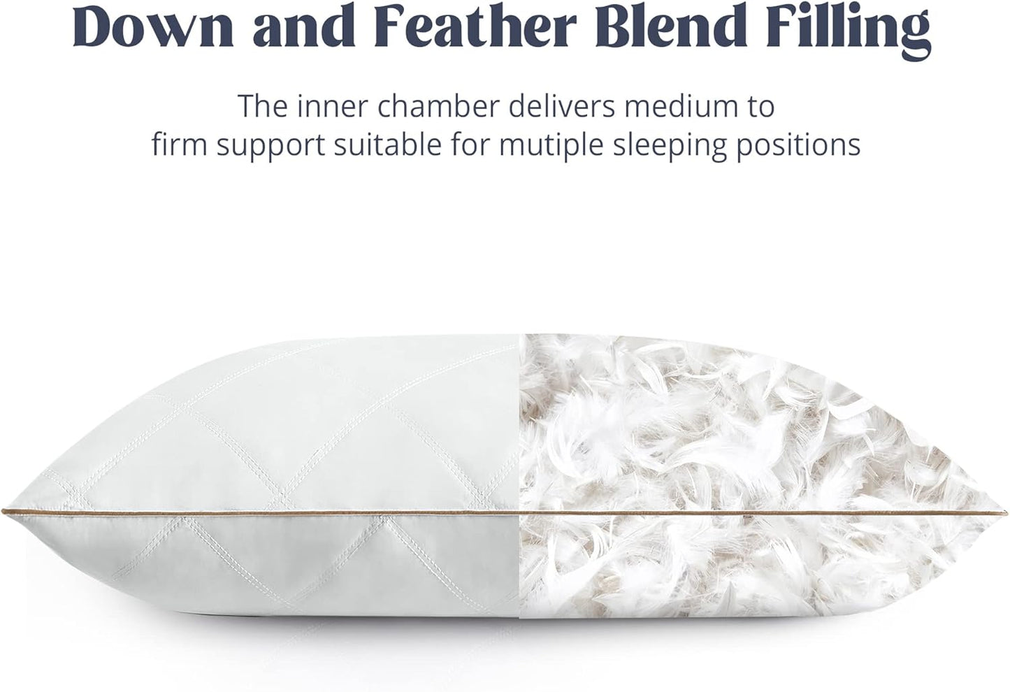 ® Goose Feathers and down Pillow with Diamond Quilting with 100% Cotton Cover, Pack of 2, King Size