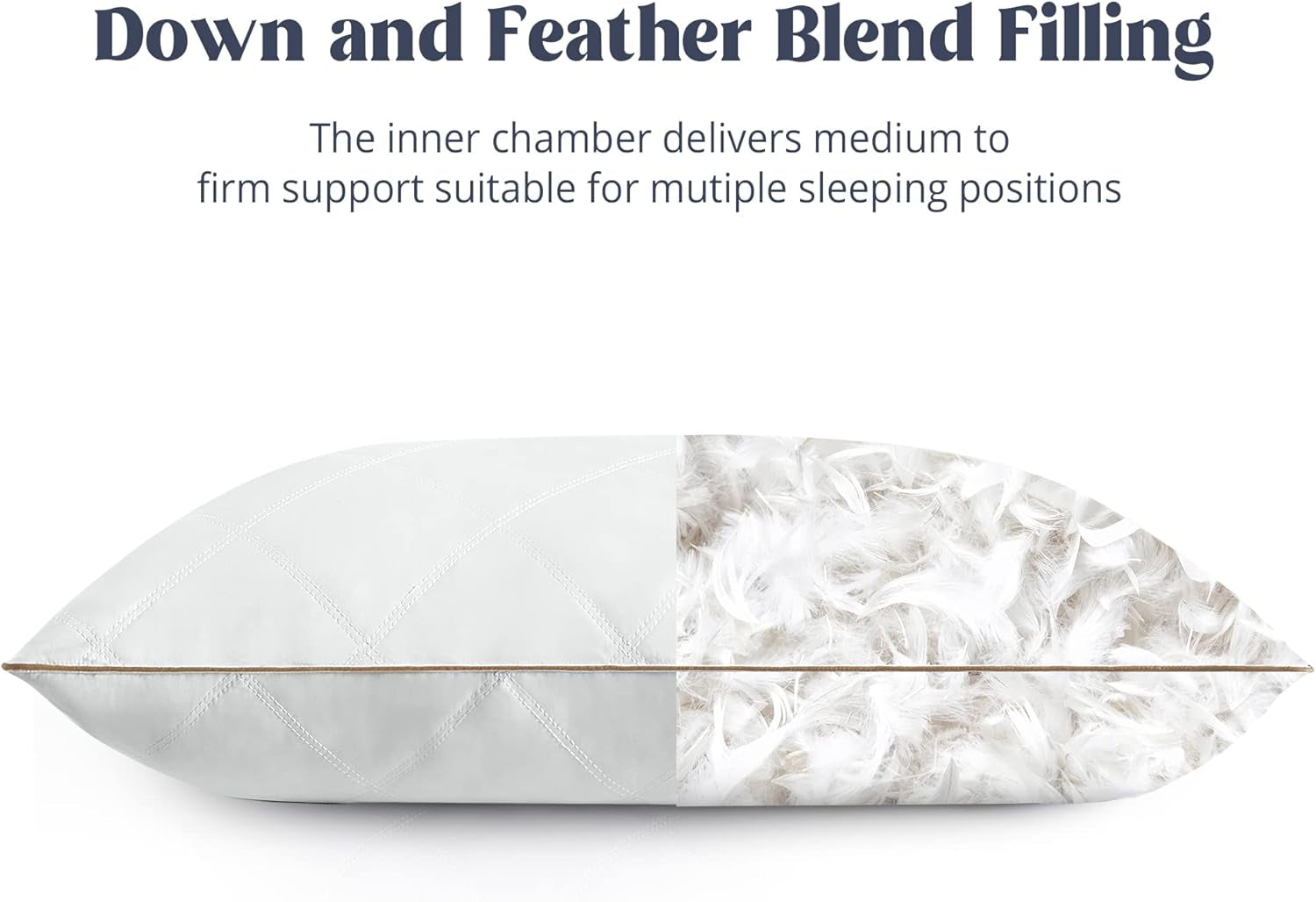 ® Goose Feathers and down Pillow with Diamond Quilting with 100% Cotton Cover, Pack of 2, King Size