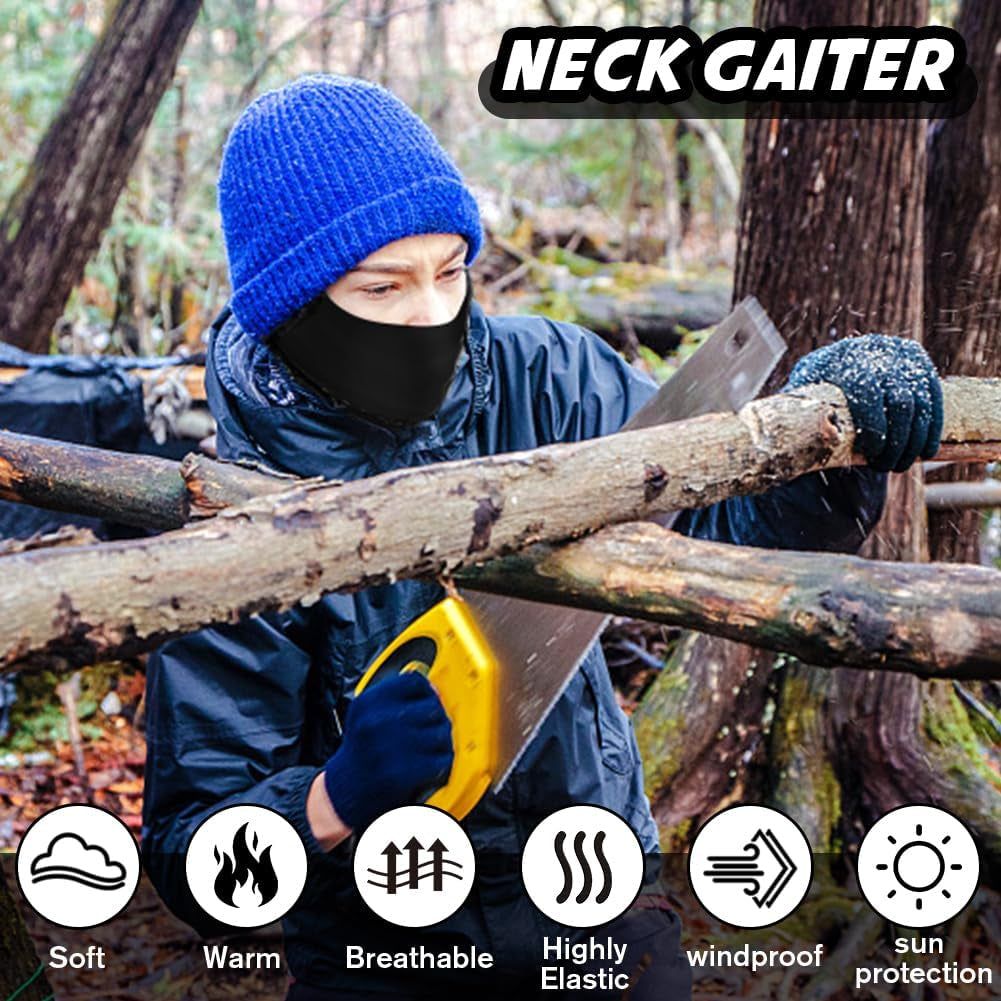 2 Pack Winter Thernal Neck Gaiters for Men,Women Warmer,Loose Face Cover Breathable Mask Dust&Wind Proof Scarf for Skiing Fishing Hiking Cycling Outdoor Activity