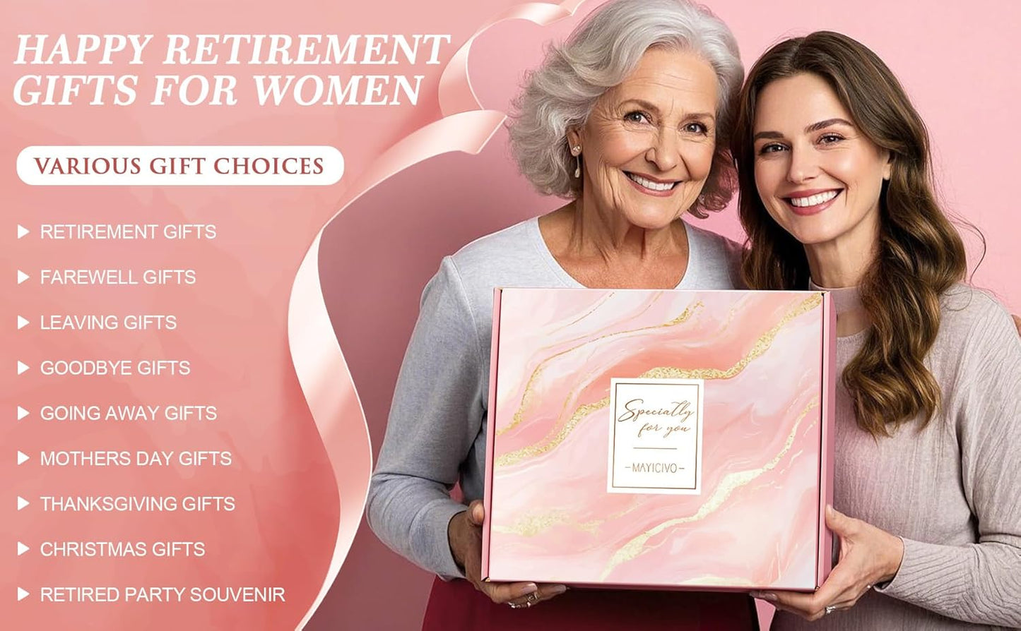 Happy Retirement Gift for Woman 2025, Funny Retirement Gifts for Women Coworkers, Cool Retired Gifts for Retirees Women Teacher Nurse Boss Friend Mom Grandma, Farewell Leaving Gift W/ Canvas Tote Bag