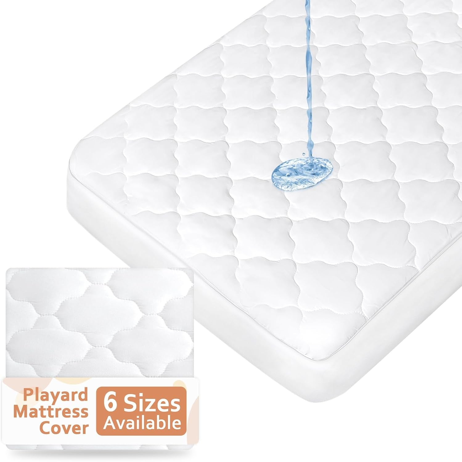Pack and Play Mattress Pad (6 Sizes), Compatible with Pamo Babe Portable Playard, Pack and Play Mattress Sheets Cover Protector Waterproof Soft Quilted
