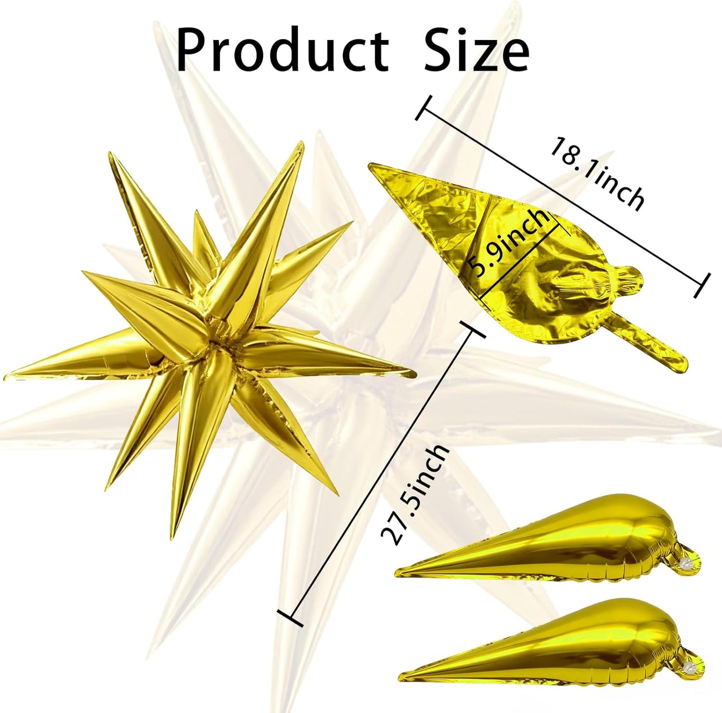 60 Pcs Star Balloons Foil Explosion Balloon Large Mylar Balloons Bulk Party Decoration for Birthday Wedding Anniversary Graduation Baby Shower Gender Reveal Christmas New Year