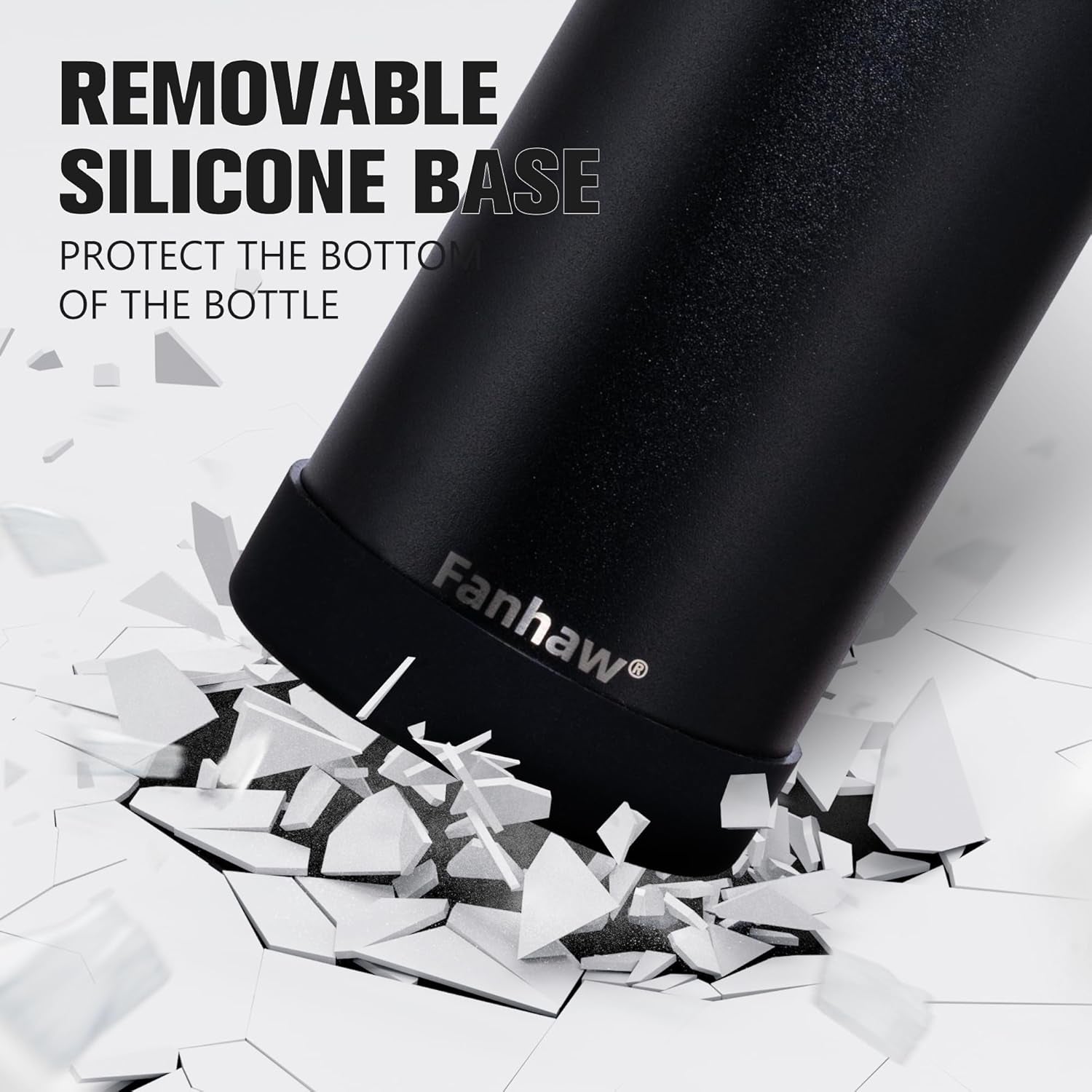 32 Oz Insulated Water Bottle – Portable Stainless Steel Flask with 3 Lids (Straw, Spout, Carabiner) | Leakproof, for Gym, Hiking, Work, Travel & Everyday Use (Black)