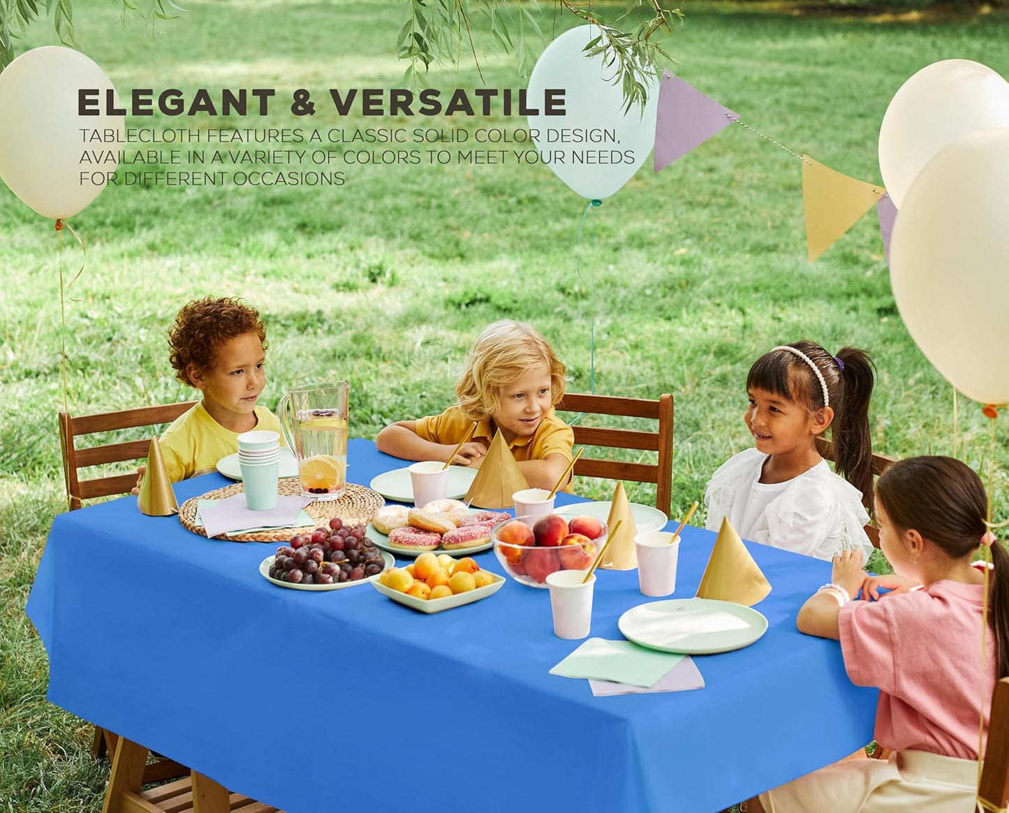 Plastic Table Cloth Disposable (12 Pack - 54X108 Inch) Blue Rectangle Tablecloth Waterproof Stain Resistant Party Table Cover