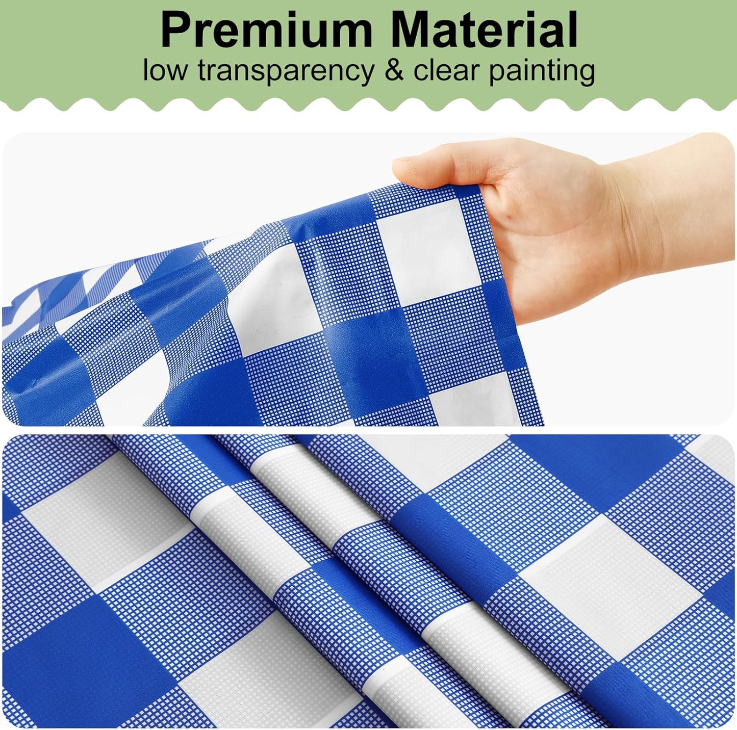 3 Packs Buffalo Disposable Table Cloth, 54 X 108 Inch Waterproof Plastic Tablecloth, Rectangle White and Blue Checkered Table Covers for Picnic, Birthday, Party