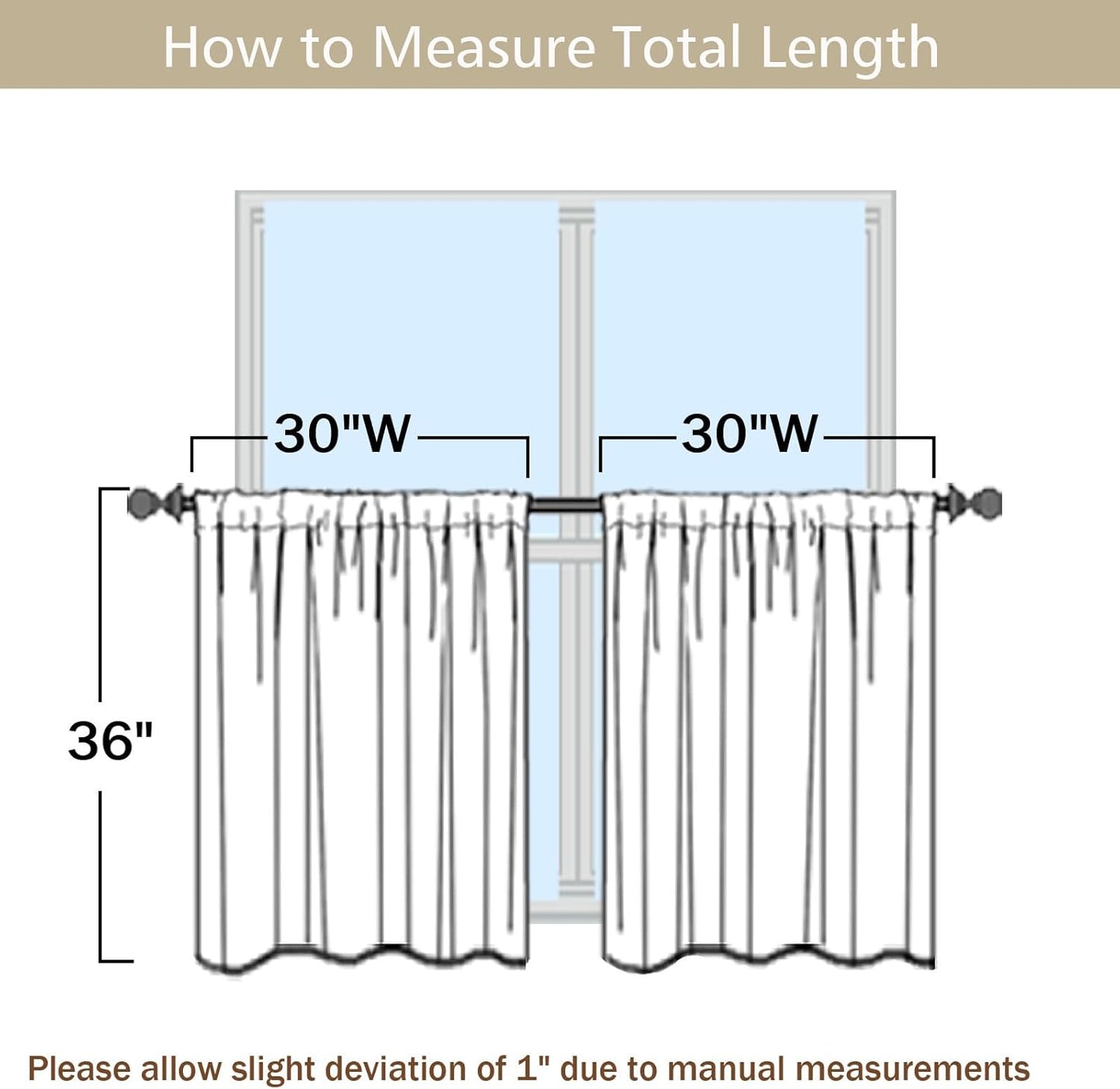 Chenille White Kitchen Curtains 36 Inch Length, Light Filtering Luxury Short Cafe Curtains, Velvet Rod Pocket Half Window Curtain for Bathroom Basement RV Camper, 30Wx36L Inch, 2PCS