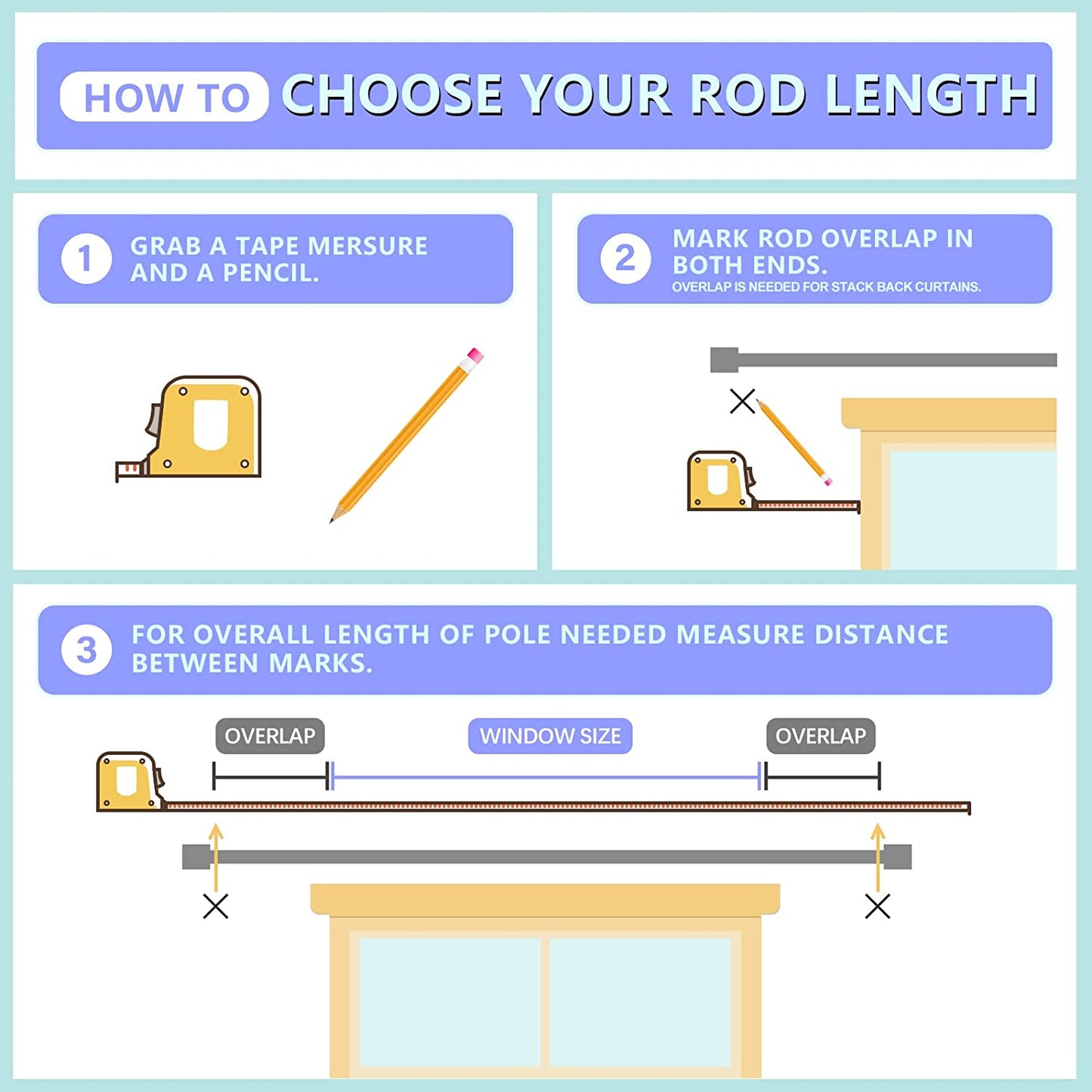 Curtain Rods for Windows 16 to 28 Inches Adjustable Length 1 Inch Diameter Window Curtain Rod with Aluminium Finials, Black