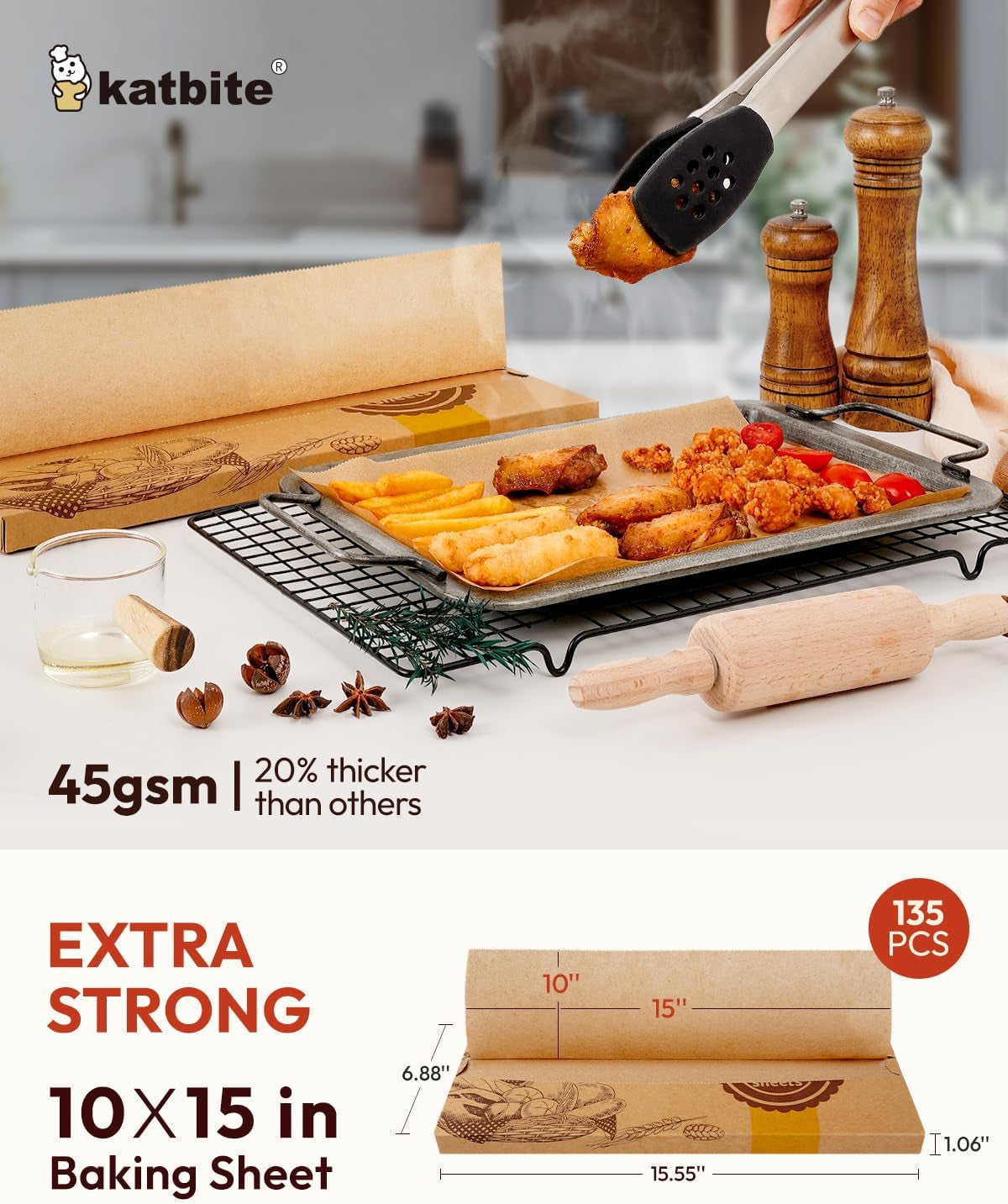 135Pcs 45 Gsm Pop-Up Parchment Paper Sheets, Heavy Duty & Non-Stick,10X15 in Pre-Cut Parchment Paper for Baking, Pop-Up Paper Dispenser for Cooking Wrapping Space-Saving