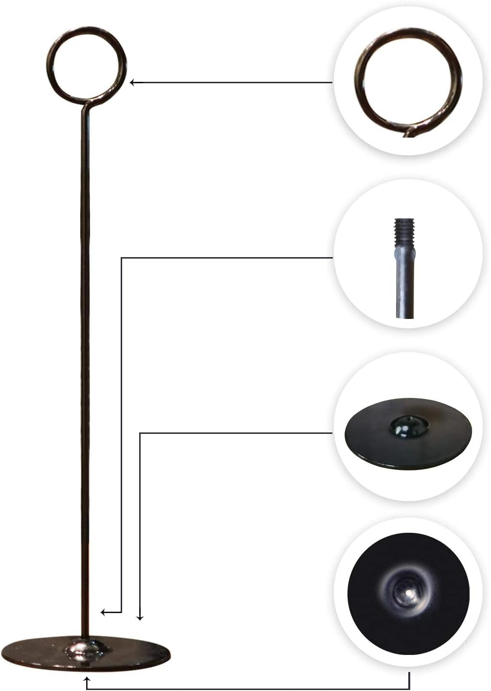 16PK Table Number Holders Place Card Holders 12 Inch Table Card Holders Steel Card Holders for Photos, Food Signs, Memo Notes, Weddings, Restaurants, Birthdays(Black)