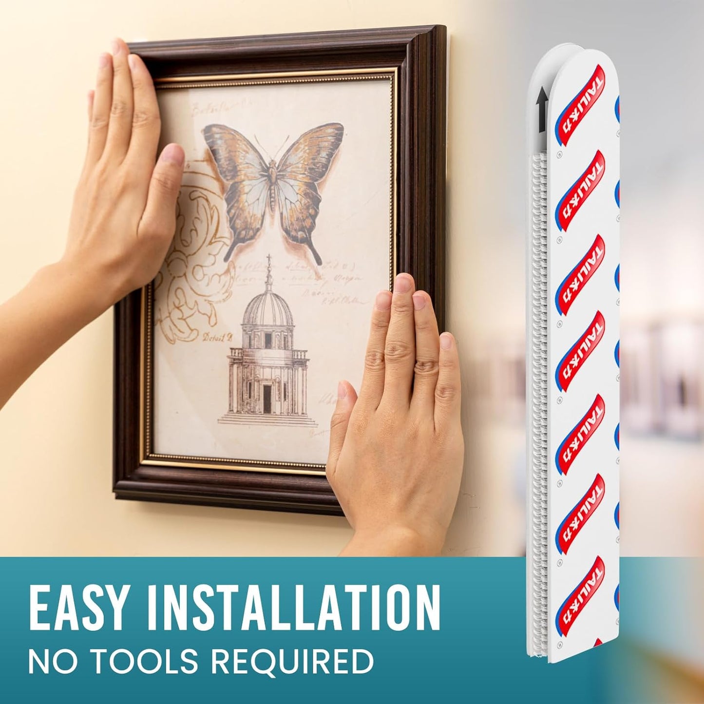 Picture Hanging Strips Heavy Duty, Small 16 Pairs (32 Strips) Frame Hangers Strips for Walls, Pictures Hanging Kit without Nail, Damage Free Adhesive Poster Strips for Decor, Art, Mirror