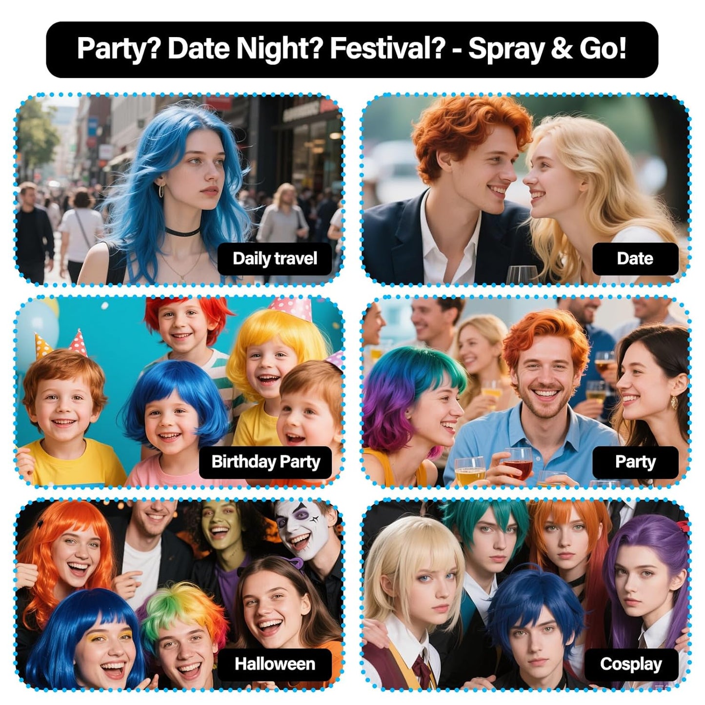 One-Day Temporary Hair Color Spray for Kids Women Men, Washable Hair Dye Spray Non-Sticky for Cosplay Party DIY, Christmas Party, Halloween Crazy Hair Day (Fiery Red, 4.06 Oz)