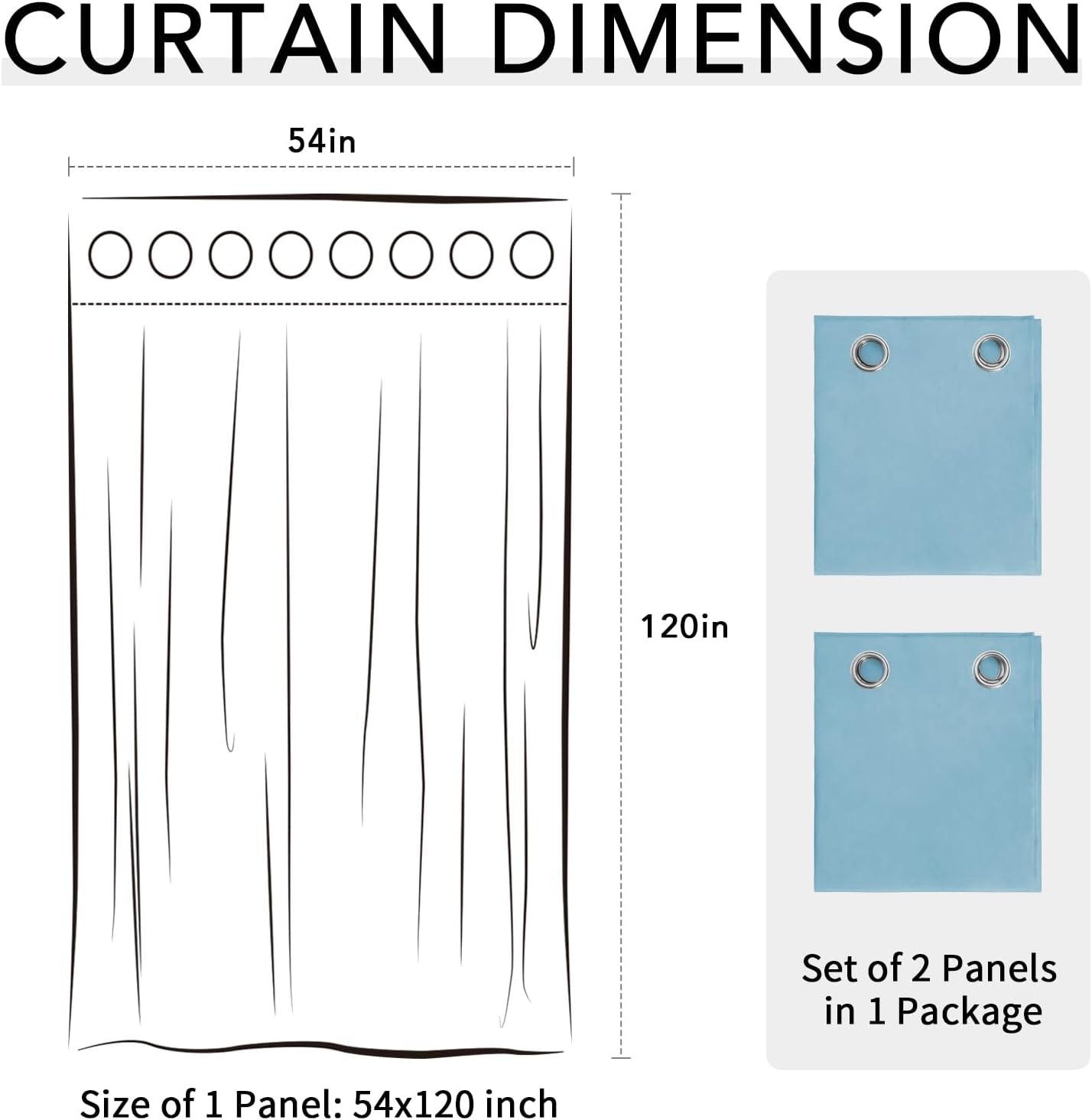 100% Waterproof Outdoor Curtains Windproof Weatherproof Porch Curtains, Premium Thick Outdoor Privacy Grommet Top Panels for Patio, Gazebo and Pergola, 2 Panels, 54X120 Inch, Light Blue