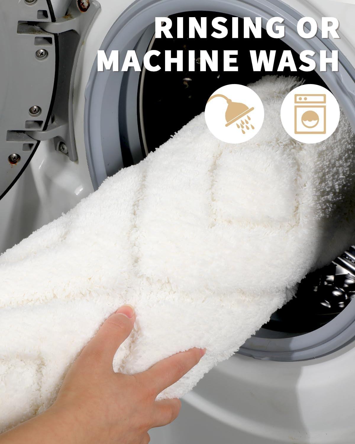 Bathroom Rugs Mat, Extra Soft Fluffy and Absorbent Microfiber Bath Rugs, Non Slip Plush Shaggy Shower Rug, Machine Washable Mats for Bathroom Floor, Bathtub and Laundry, 32"X20", White