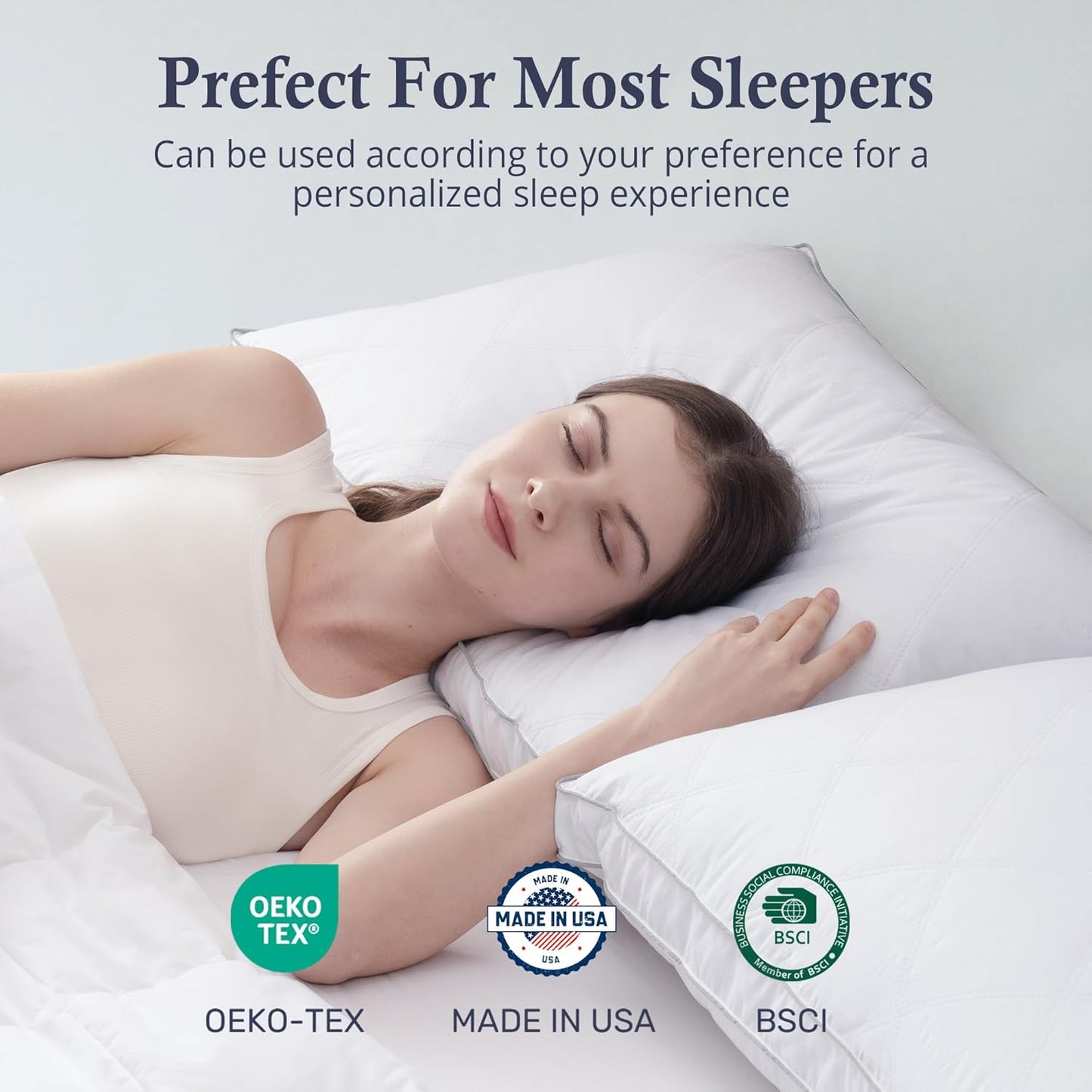® Goose Feathers and down Pillows - Made in USA, Pillows Queen Size Set of 2, Hotel Pillow with 100% Cotton Cover, Luxury Gusseted Bed Pillows for Sleeping
