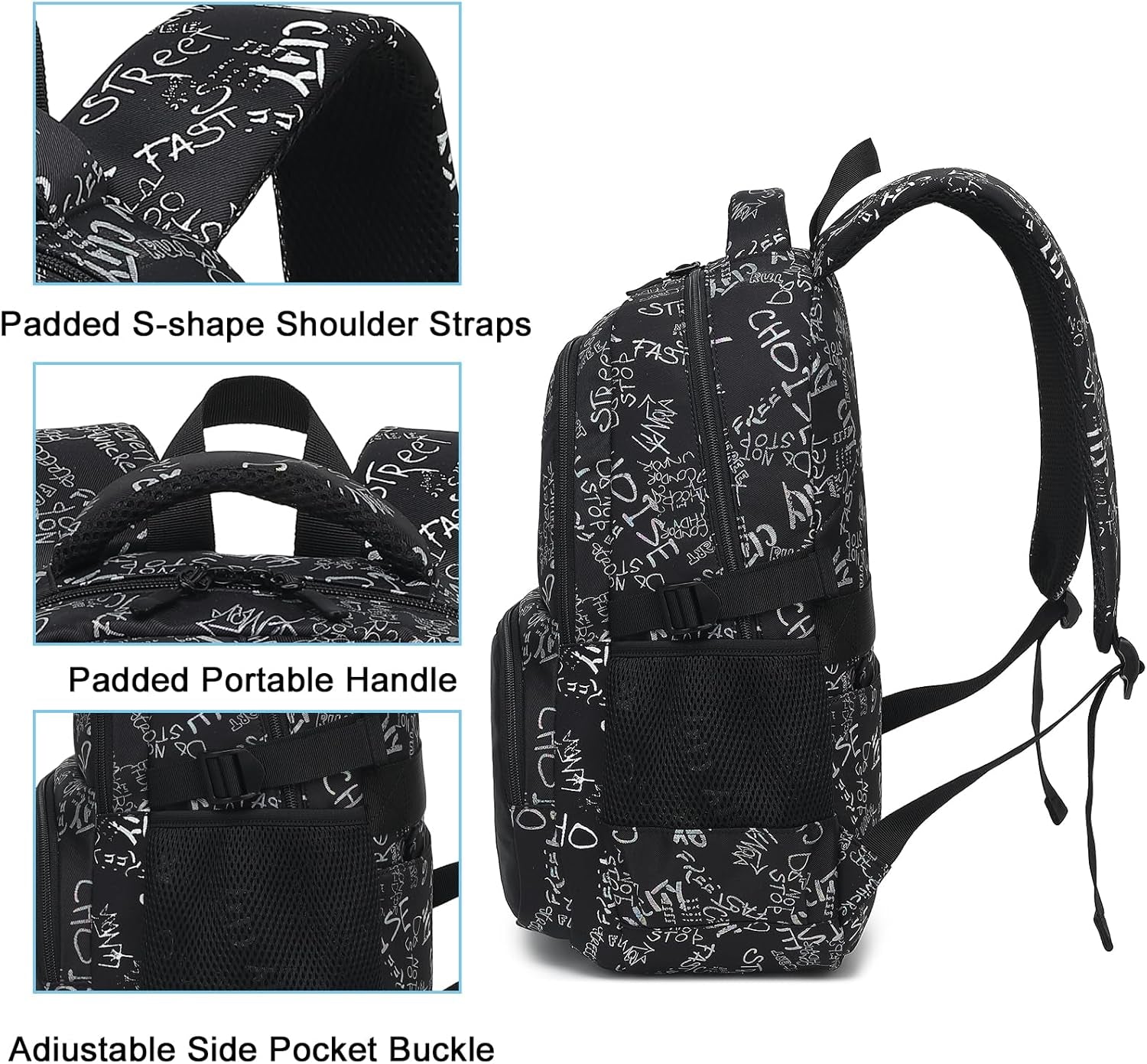 Kids Backpack Boys Camo Bookbag Teens Elementary School Bag Daypack Travel Back Pack Middle School (Grey Letter)