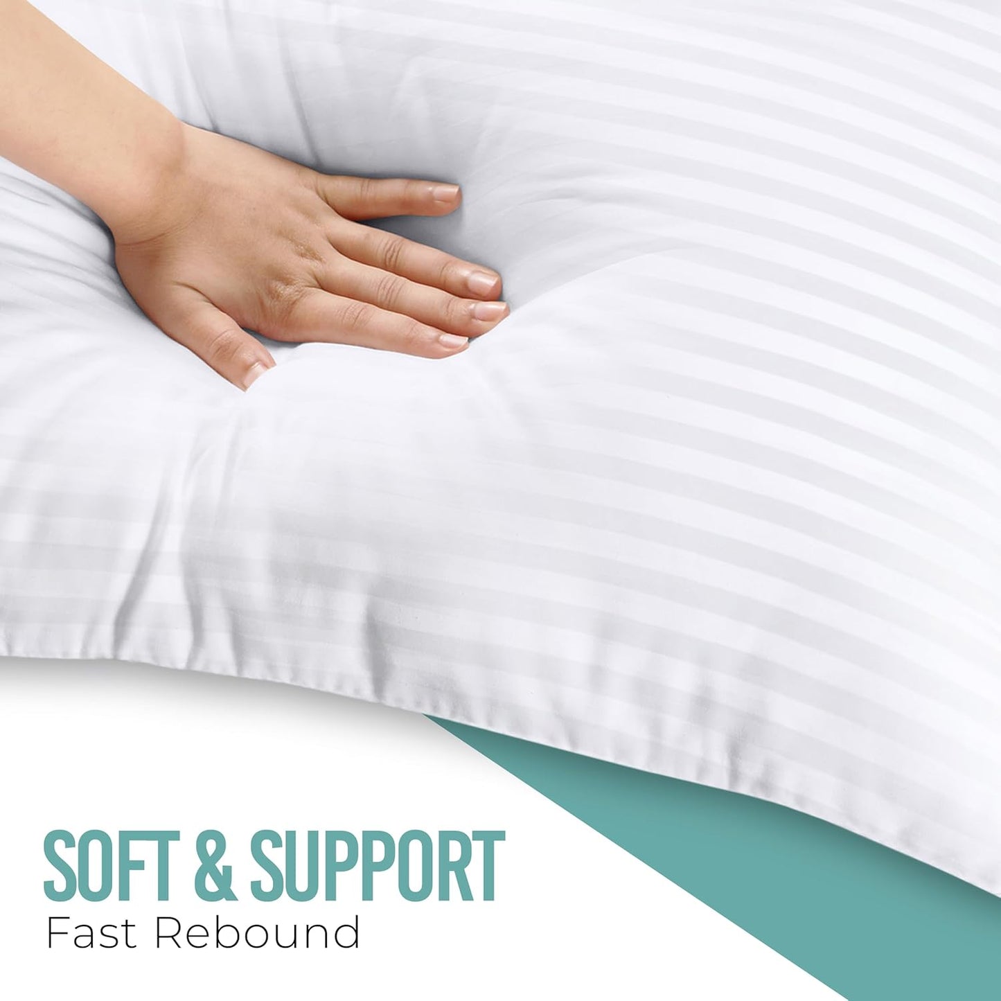 Pillows European Size Set of 2 (White), Hotel Pillows, Cooling Pillow for Side, Back or Stomach Sleepers
