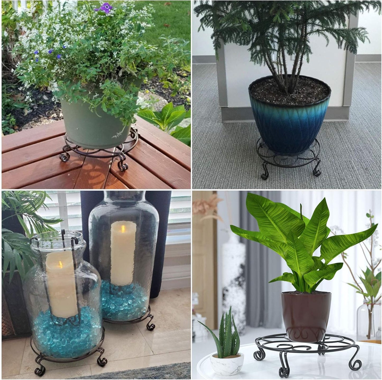Original Patented Plant Stand for Flower Pot Heavy Duty Potted Holder Indoor Outdoor, Metal Rustproof Iron Garden Container round Supports Rack for Planter, Black, 10.2 Inches