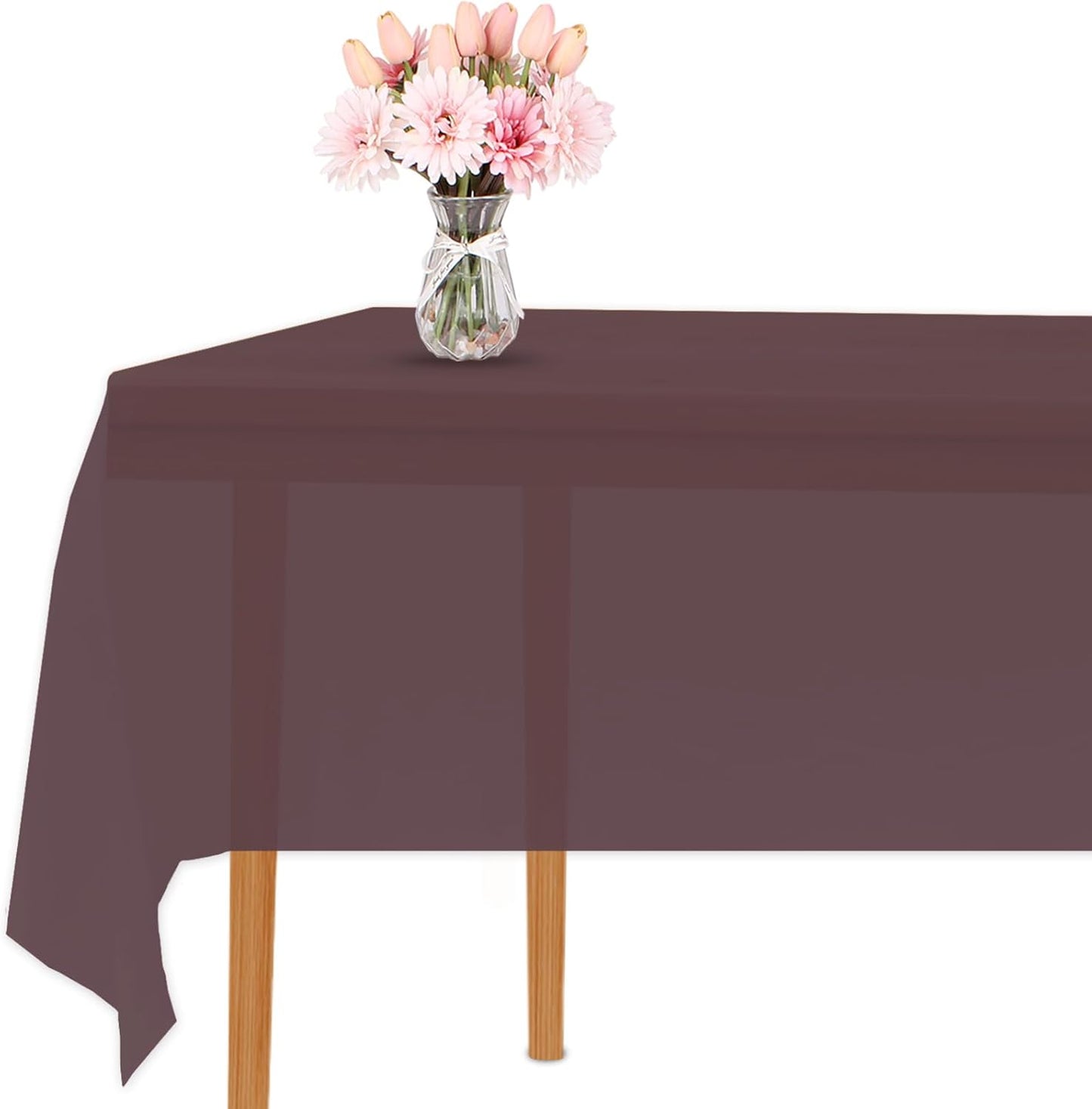 Dark Brown 3 Pack Premium Disposable Plastic Tablecloth for Parties 54 Inch X 108 Inch Rectangle Table Cover 6 to 9 Foot Tables for Birthdays Thanksgiving Weddings Christmas Anniversary Buffet Table
