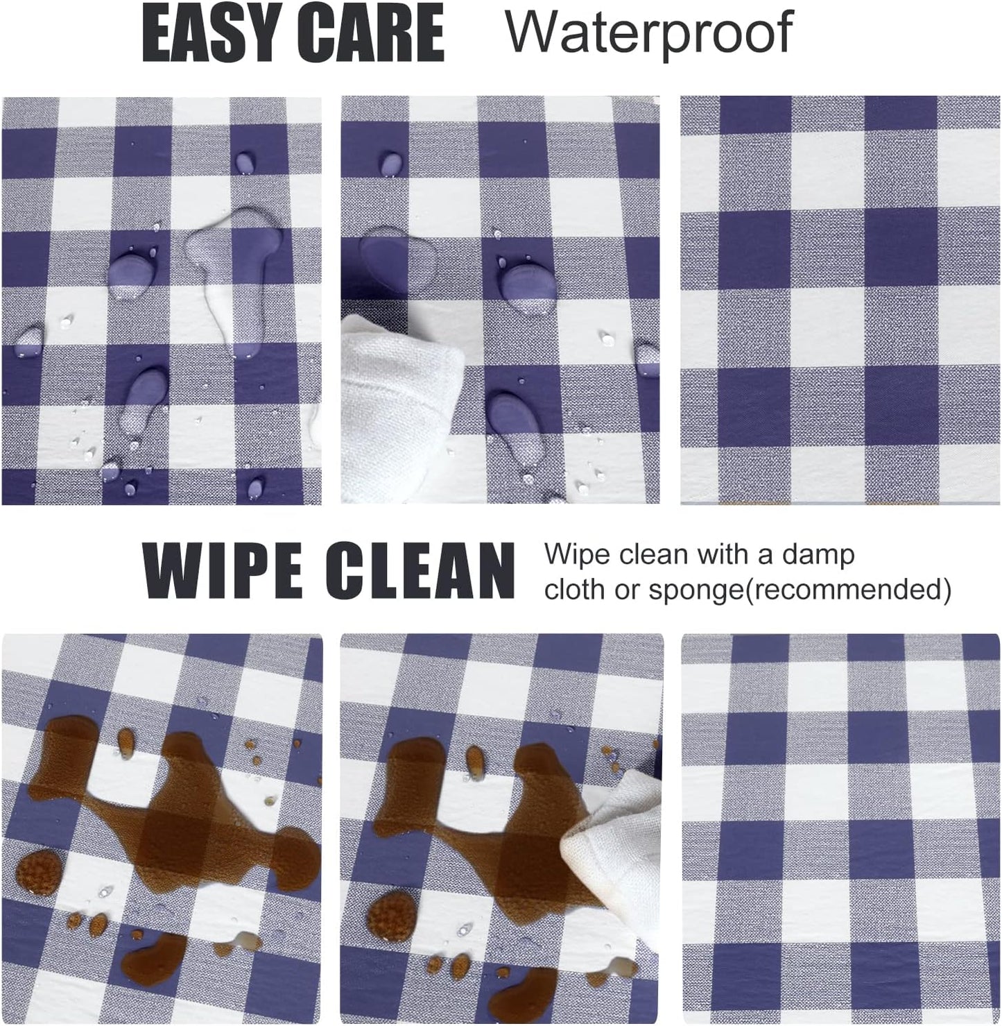 Waterproof Checkered Picnic Table Cover - 30" x 72" Vinyl Fitted Tablecloth with Flannel Backing for Outdoor Use, Ideal for Camping, Travel, Holidays, and Parties, Navy