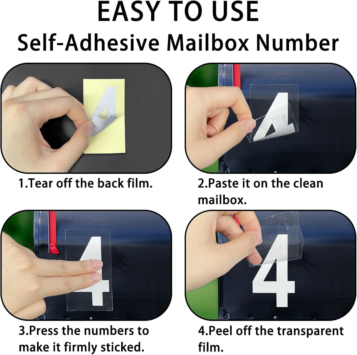 3 Inch Reflective Mailbox Numbers Sticker (0-9, 5 Sets) for Outside, Strong Self Adhesive Vinyl House Numbers for Mailbox, Signs, Door, Cars, Trucks, Home, Business, Address Number