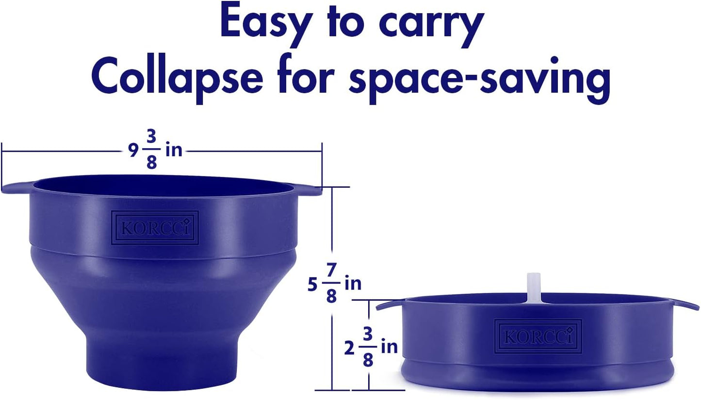 The Original Microwaveable Silicone Popcorn Popper, Microwave Popcorn Popper, Collapsible Microwave Popcorn Maker Bowl, No Oil Required, Use in Microwave, Dishwasher Safe (Blue)