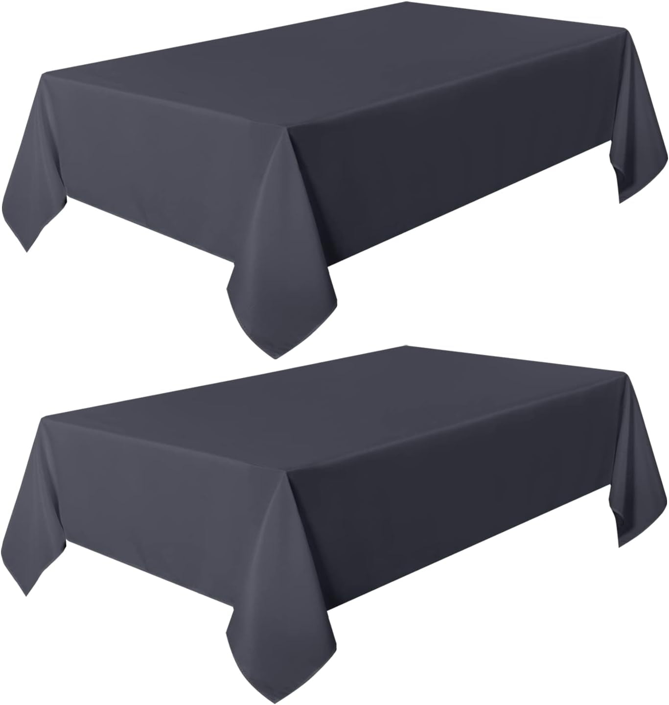 2 Pack Dark Grey Tablecloth 60 X 102 Inch, Rectangle 6 Feet Table Cloth - Stain and Wrinkle Resistant Washable Polyester Table Cover for Dining Tables, Buffet Parties and Camping