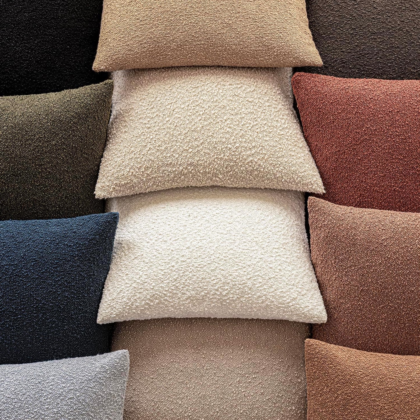 Pack of 2 Textured Boucle Throw Pillow Covers Accent Solid Decorative Lumbar Pillow Cases Cozy Soft Couch Cushion Case for Chair Sofa Bedroom Living Room Home Decor 12X20 Inch Light Brown