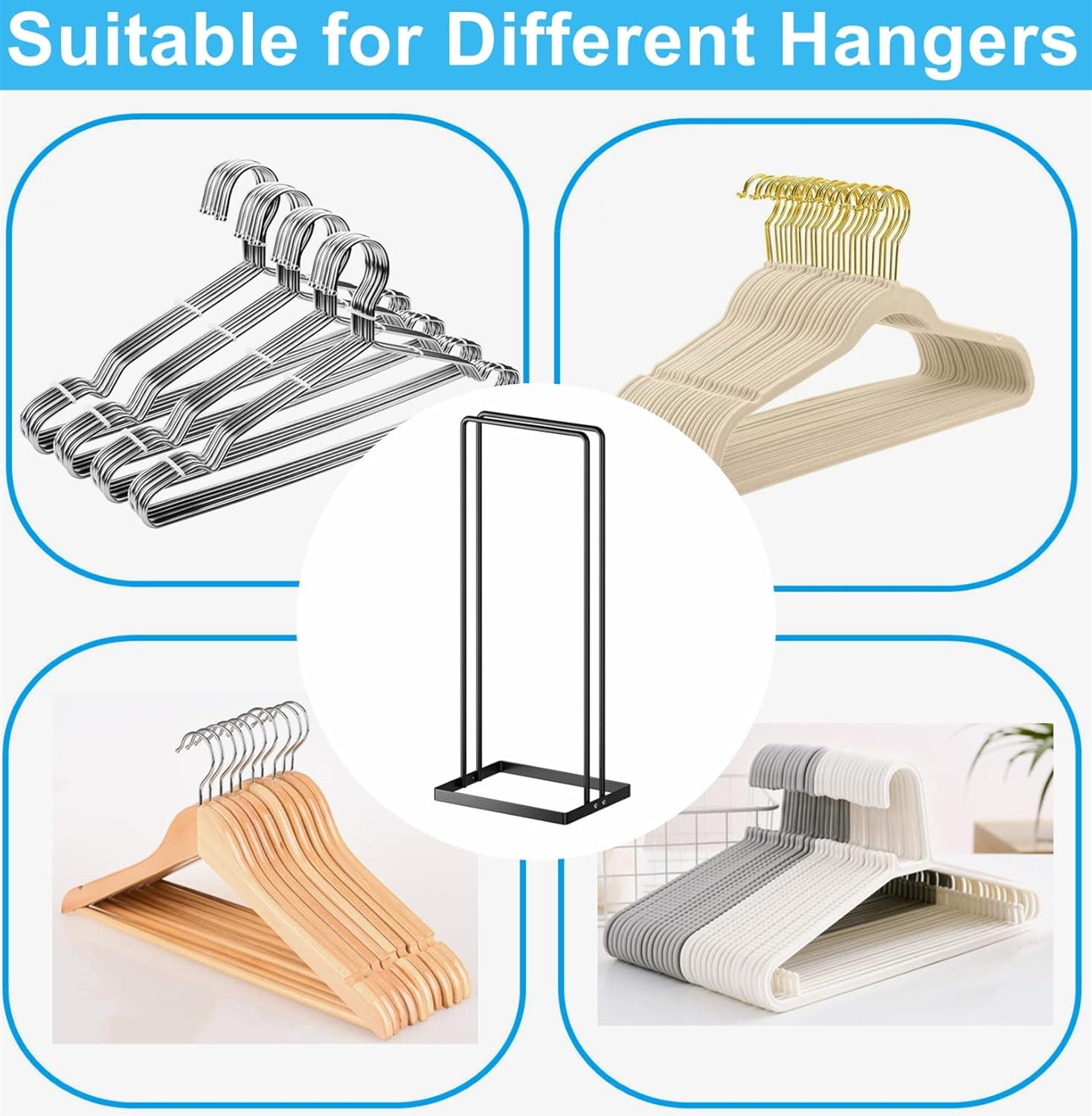 Hanger Organizer Stacker, Clothes Hanger Holder for Closet Laundry Room, Hangars Stacker Hold up 110 Wire Hangers for Storage Organizer, Hanger Rack Stand for Adult Child Velvet Pants Hangers