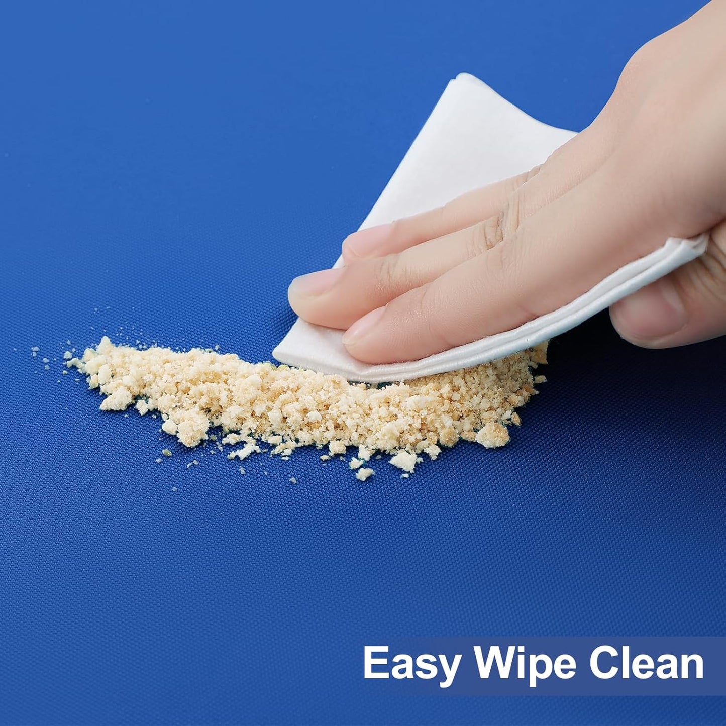 Rectangle Table Cloth Cover, Waterproof Polyester Elastic Fitted Tablecloth, Fits for 6 Foot Folding Tables, Washable Table Protector for Picnic, Camping, Outdoor (Blue, 30" X 72")