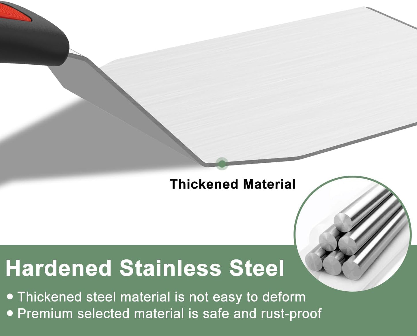 Stainless Steel Spatula Set, Heavy Duty Small Metal Spatula for Cooking Cast Iron Skillet with Silicone Handle - Griddle Grill Kitchen Spatula Flipper for Pancake, Fish, Smash Burger and Egg