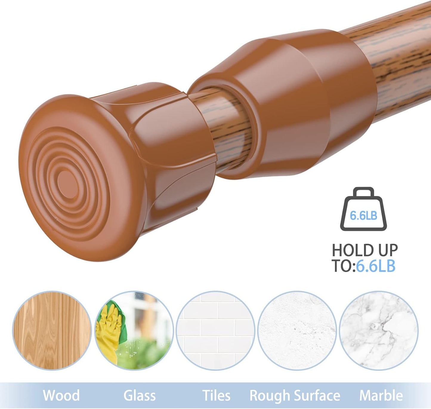 Spring Tension Curtain Rods Short Tension Rod (Wood, 16" to 28"-2Pcs, Optimum Scope of Application 16 to 24 Inch, Can'T Hang Heavy Curtains)