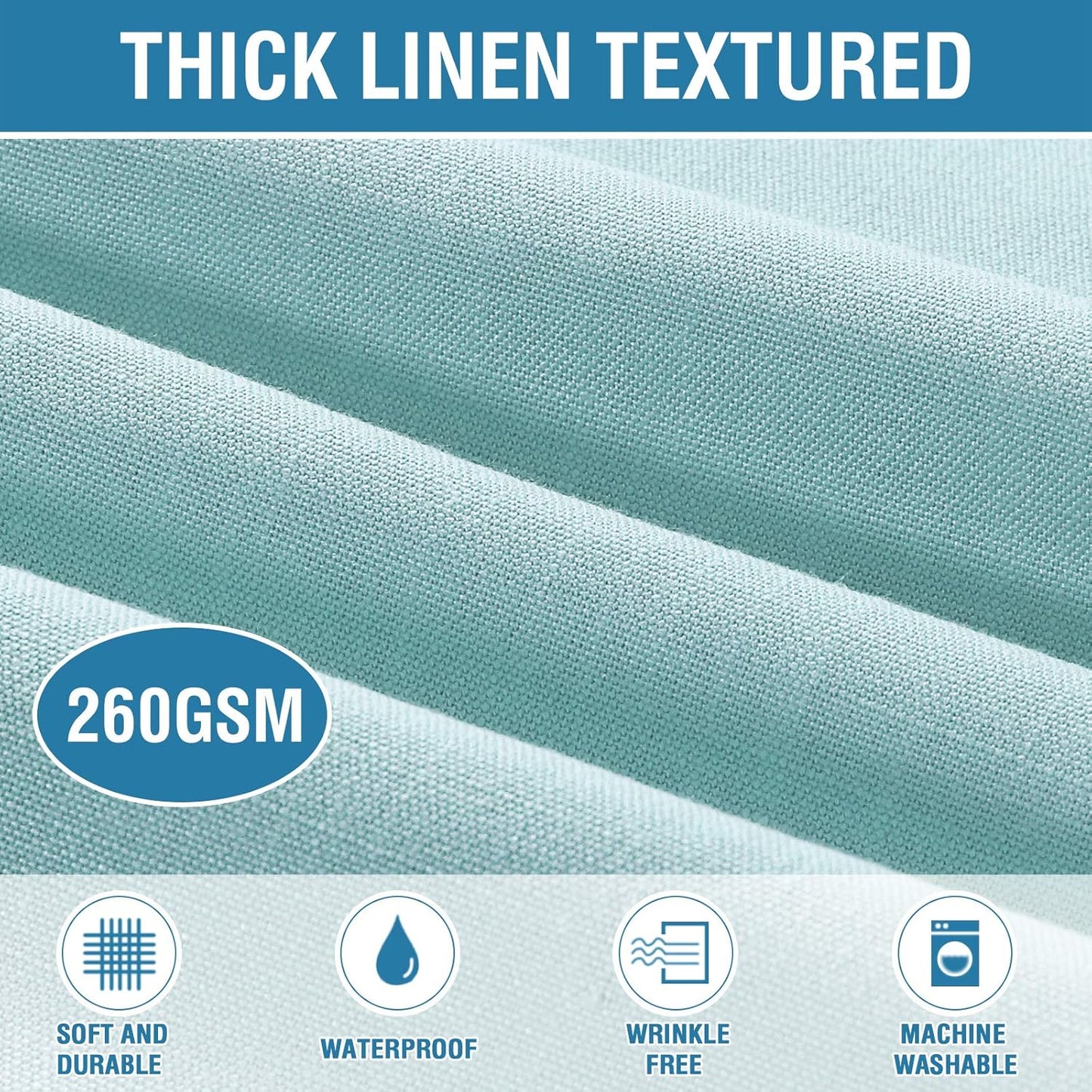 Linen Textured Table Cloths 54 X 54 Inch Premium Solid Tablecloth Spill-Proof Waterproof Table Cover for Dining Buffet Feature Extra Soft and Thick Fabric Wrinkle Free, Aqua