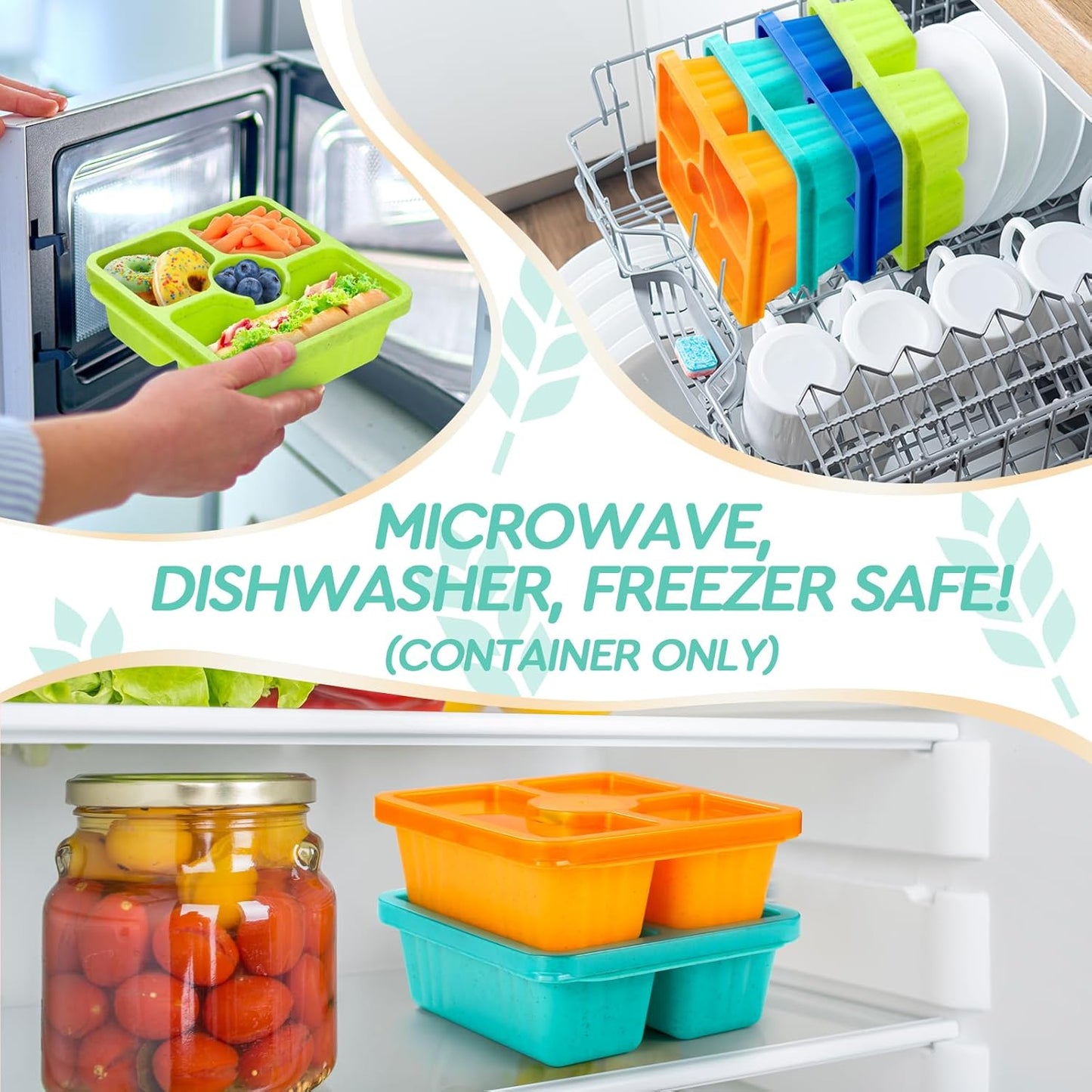 Bento Snack Boxes for Adults & Kids, Lunchable Meal Prep Containers - 4 Pack Divided Food Storage with Lids, Stackable Lunch Boxes with Sauce Cups, Jewel