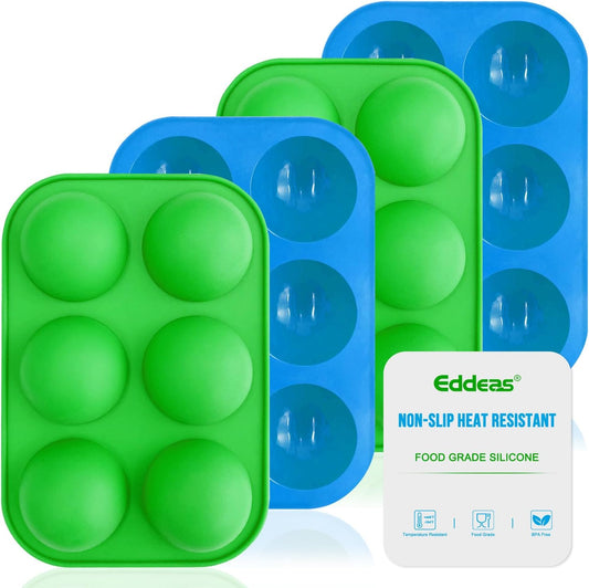 Half Sphere Silicone Molds,  4 Packs 6-Cavity Semi Silicone Dome Molds for Baking, Making Hot Chocolate/Cocoa Bombs, Jelly, Cupcake, Pudding and Dome Mousse