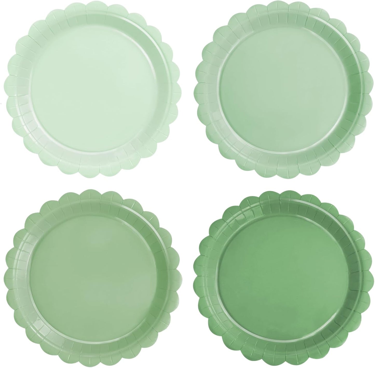 24 Pcs Sage Green Paper Plates Gradient Green Party Plates 7”Disposable round Dessert Plates for Birthday Wedding Bridal Engagement Baby Shower Party Supplies Dessert Plates Tableware