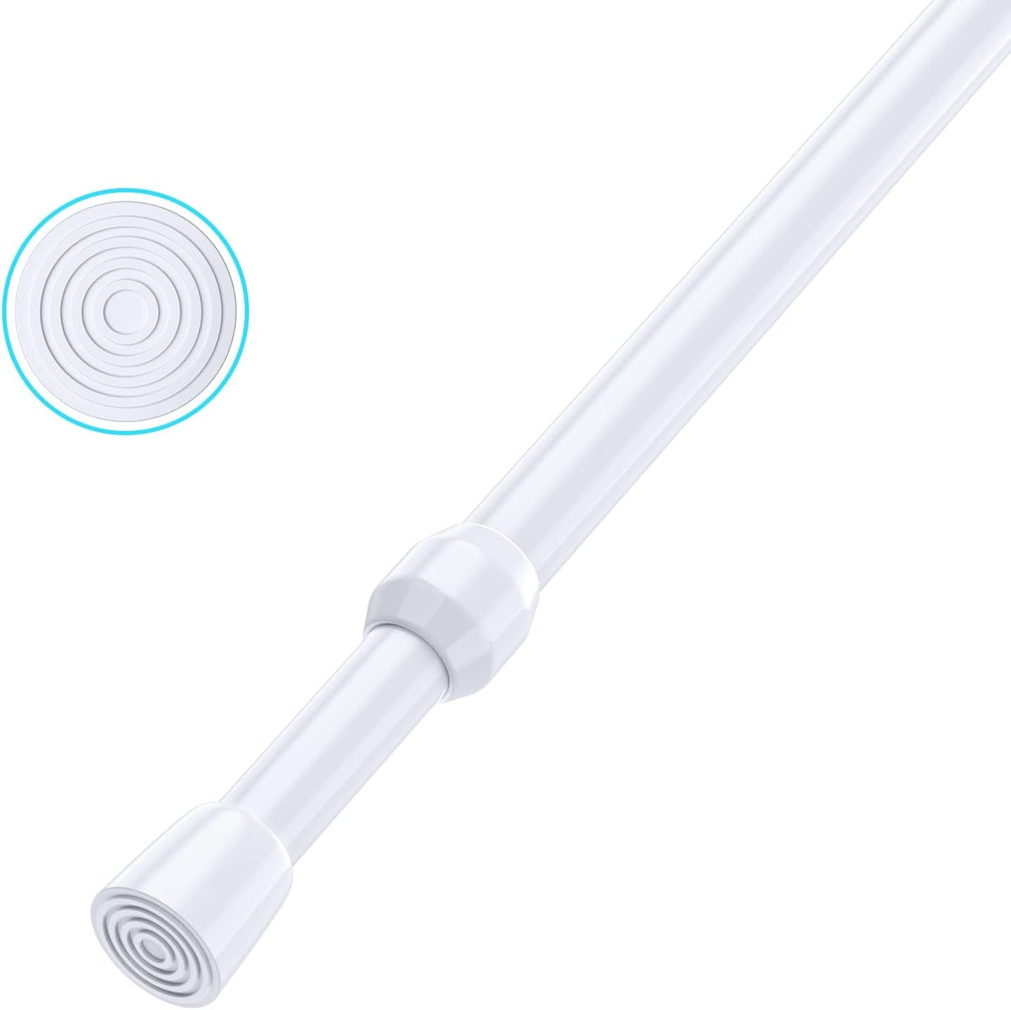 1Pcs Tension Curtain Rod Spring Tension Rod Short Curtian Rods No Drilling Expandable Spring Loaded Curtain Tension Rod Adjustable 26 to 39 Inch,Best Use Range 28 to 36 Inch,White