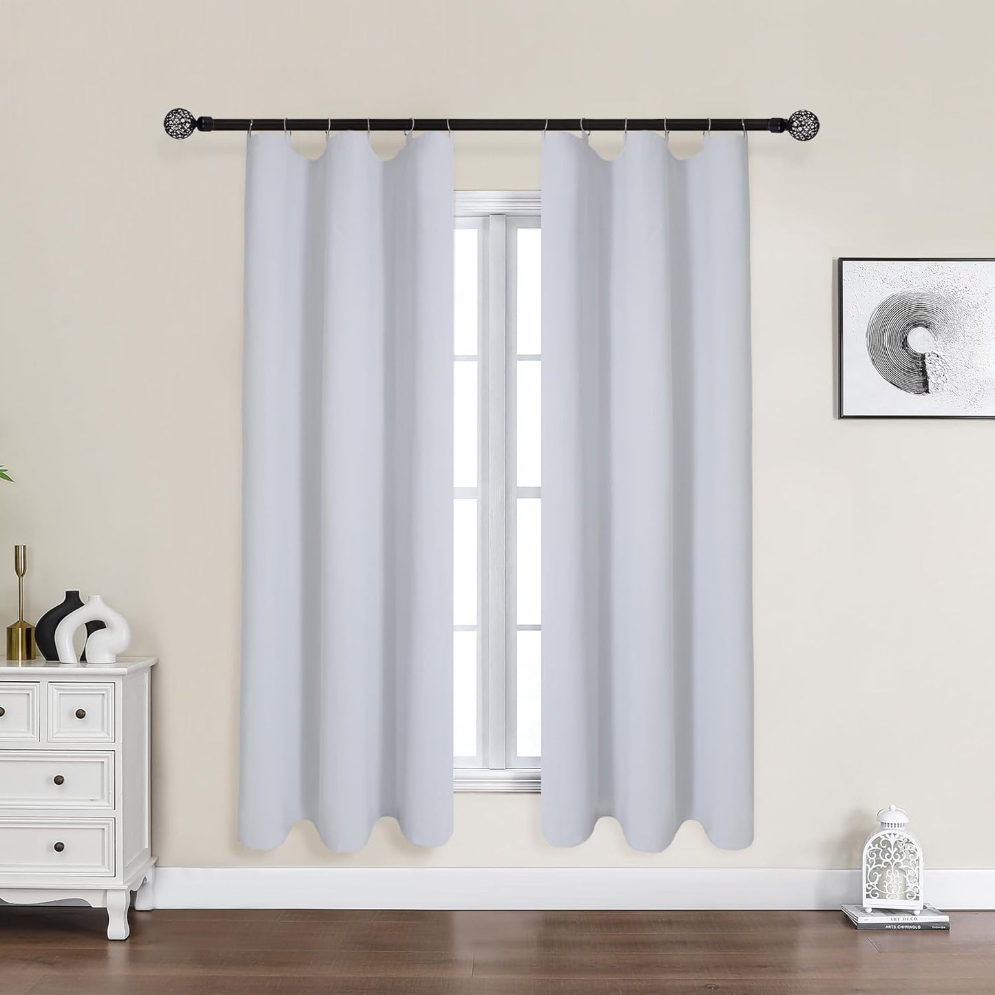 2 Panels 100% Blackout Curtain Liners with 13 Rings, 100% Darkening Blackout Liner for 63 Inch Curtains, Each 40" Wx58 L, 2 Liners per Set with 14 Pieces Rings