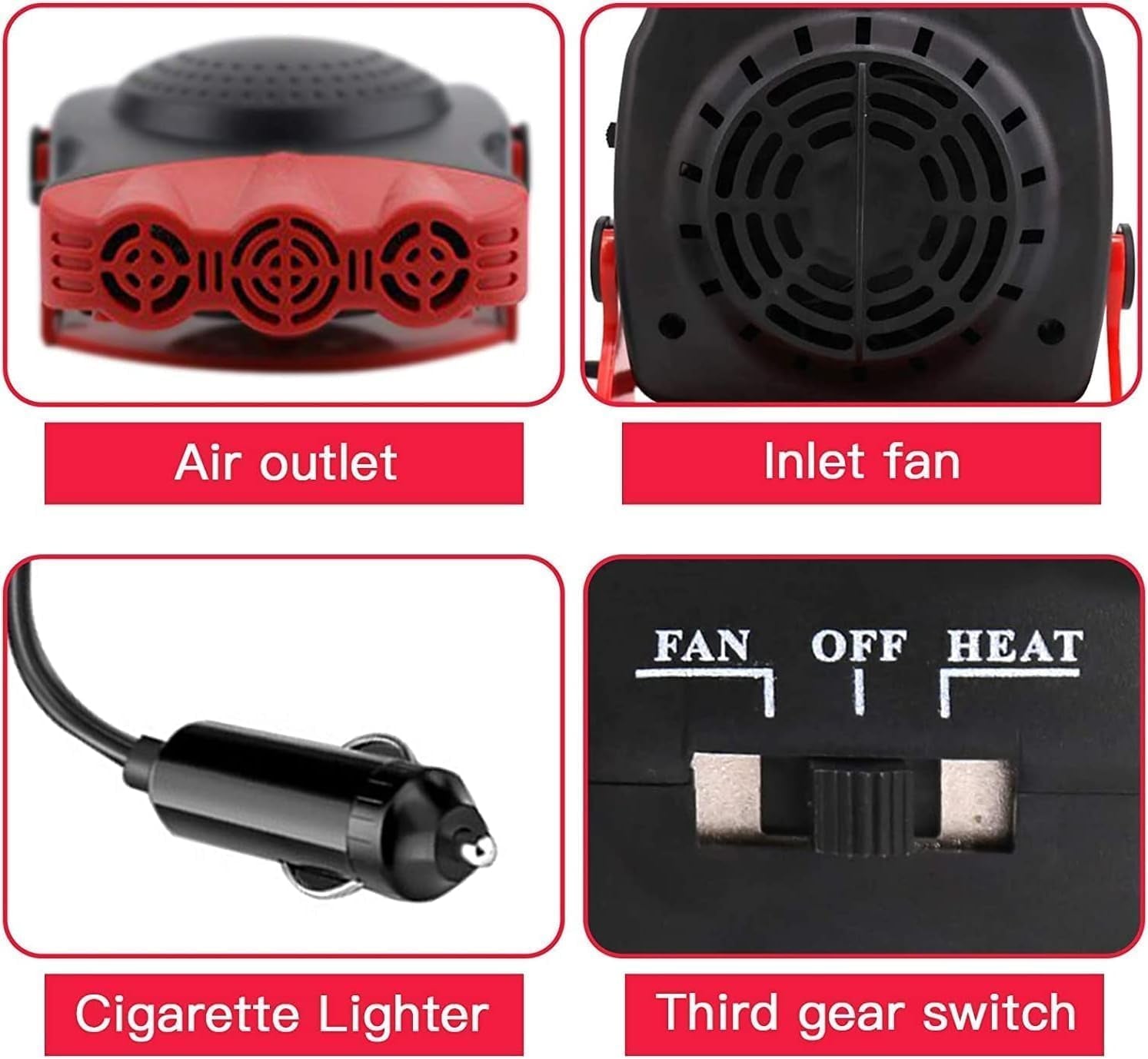 Car Heater 12V, 2 In1 Fast Heating or Cooling Fan, Fast Heating Defrost Defogger Plug in Cigarette Lighter,150W Automobile Windscreen Fan for All Cars Portable Electronic Auto Heater