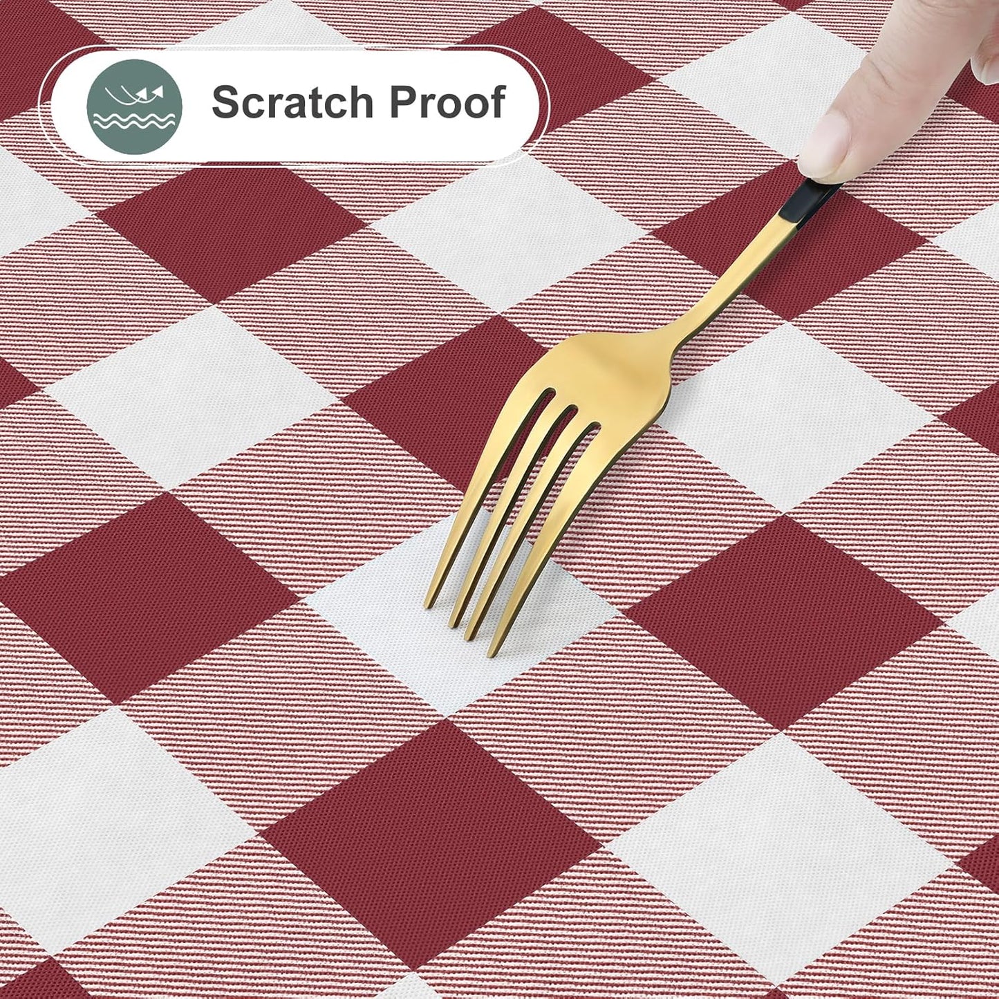 Rectangle Waterproof Vinyl Table Cloth, Buffalo Flannel Backed Tablecloth, Wipeable Plastic Table Cover for Dinner, Kitchen, Outdoor (60" X 84", Burgundy and White)