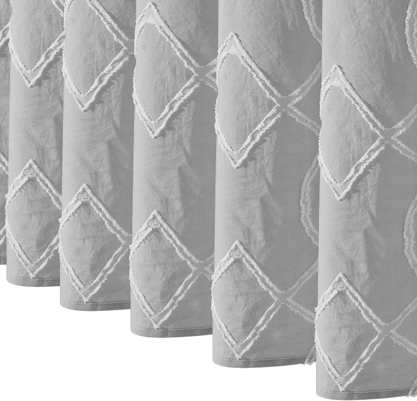 Shower Curtain, Small Half Size Stall Shower Curtain 72 X 72 Inch, Geometric Modern & Chic, Textured & Machine Washable with 6 Hooks, Suitable for Narrow Bathroom (Light Grey)