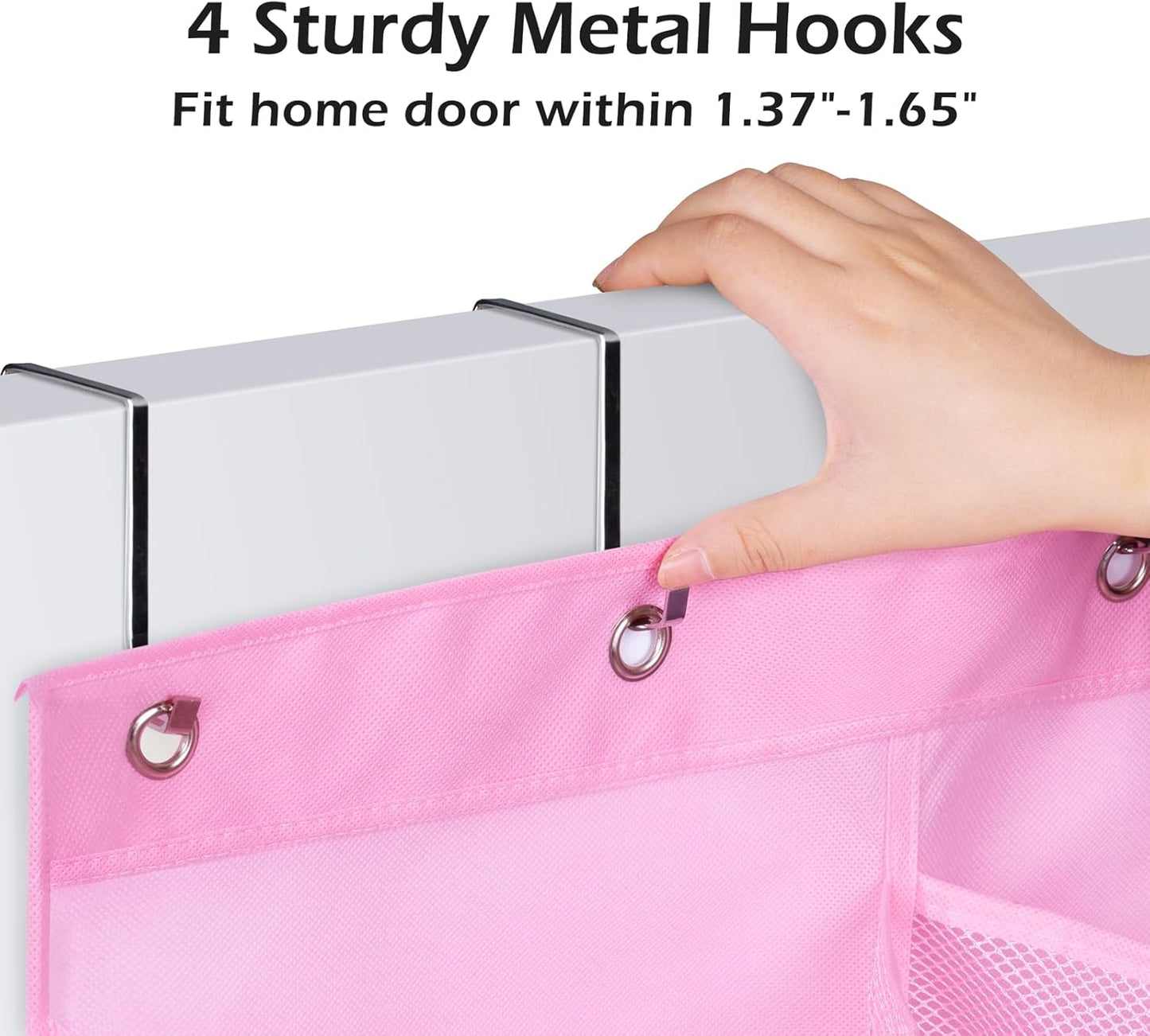 12 Large Mesh Pockets over the Door Shoe Organizer for Closet Hanging Shoe Rack for Door Sneaker Hanger Boot Storage for Kids, Baby, Toddler, Girl, Pink