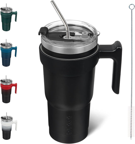 20Oz Tumbler with Handle Stainless Steel Insulated Tumbler Cups with Lid and Straw for Home, Office or Car,Black