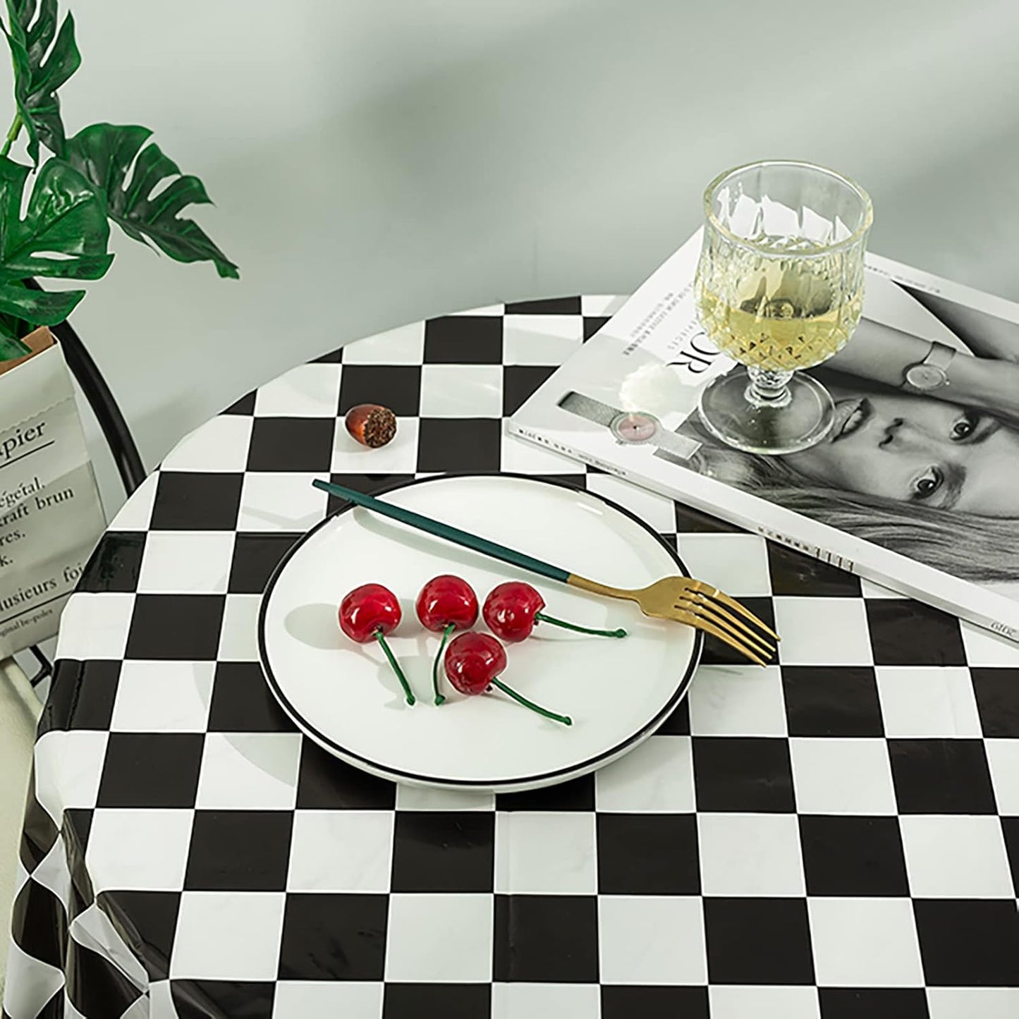 3 Packs Black and White Checkered Tablecloths 54 X 108 Inches Disposable Plastic Checkered Flag Racing Table Cover Waterproof Rectangle Race Car Table Cloth for Picnic Party Retro Celebration