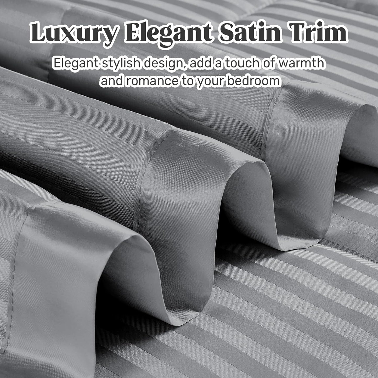 Blankets Queen Size - Soft Lightweight down Alternative Blankets with Satin Trim, Cozy Luxury Bed Blanket for All Season, Dark Gray (90"X90")